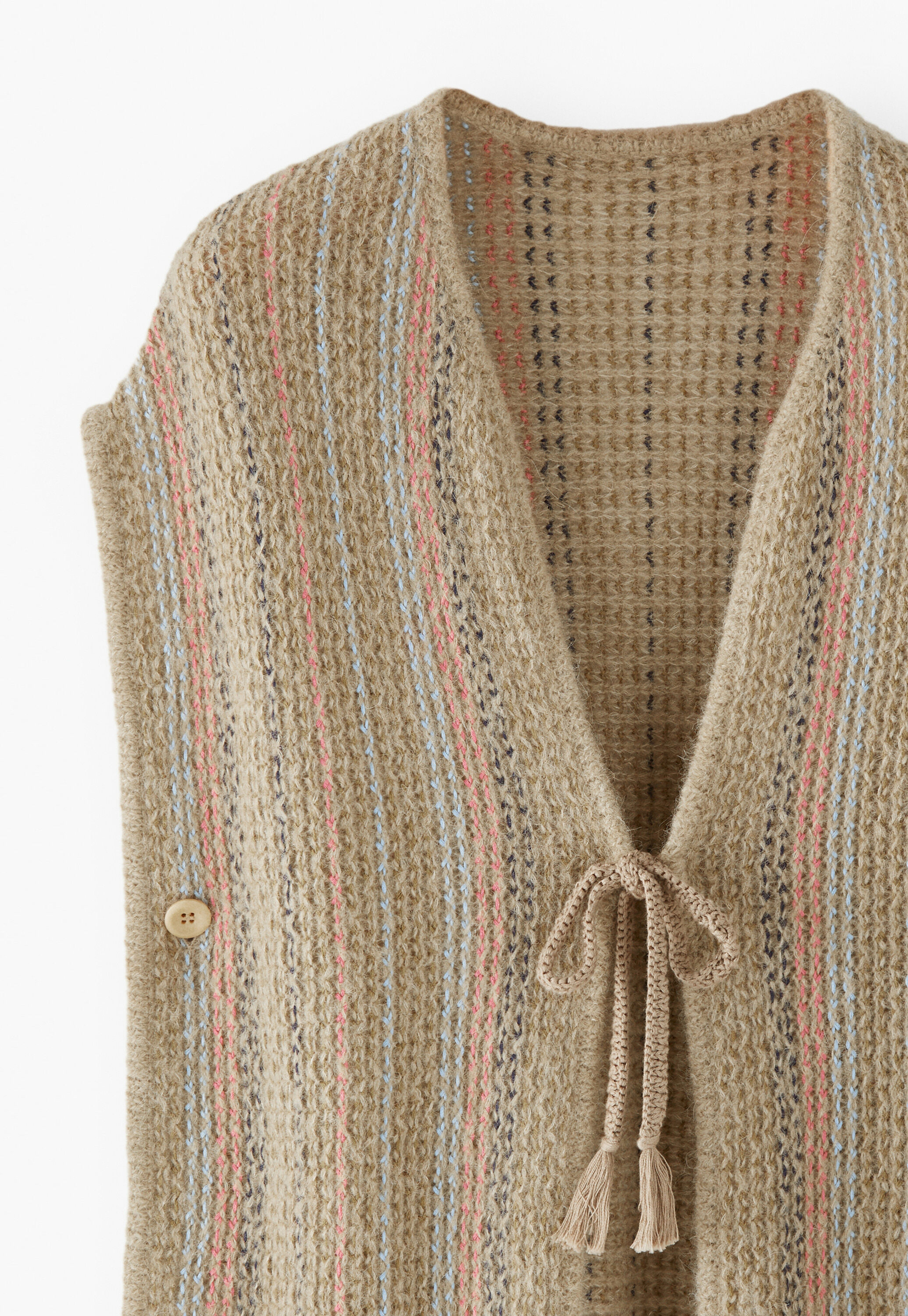 Poncho mit Strickstreifen