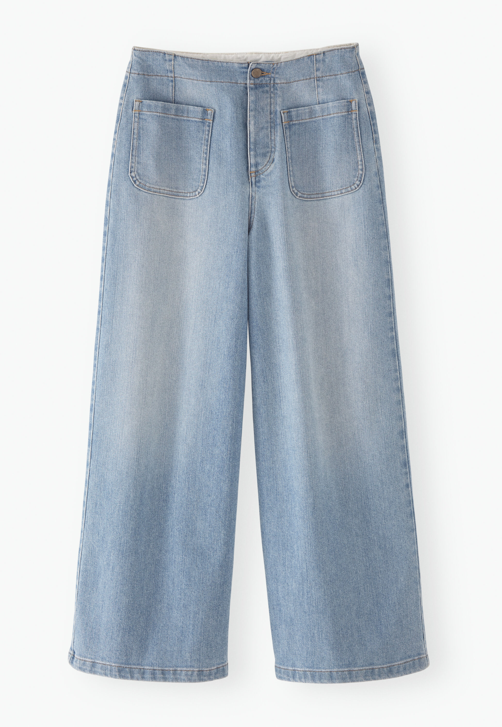 K&uuml;rzere Jeans mit weitem Bein