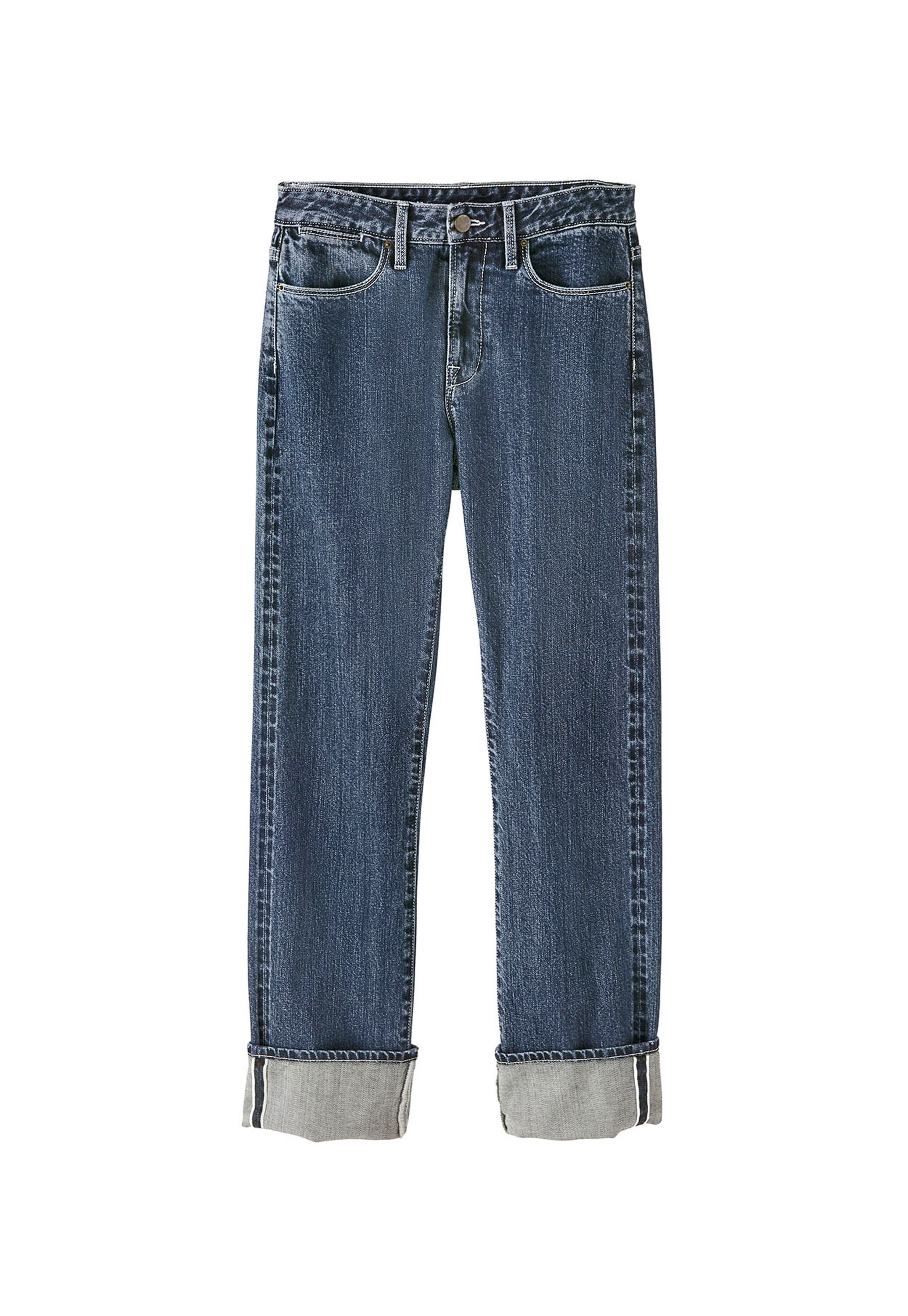 Selvedge-Jeans mit breitem Saum und mittlerer Waschung