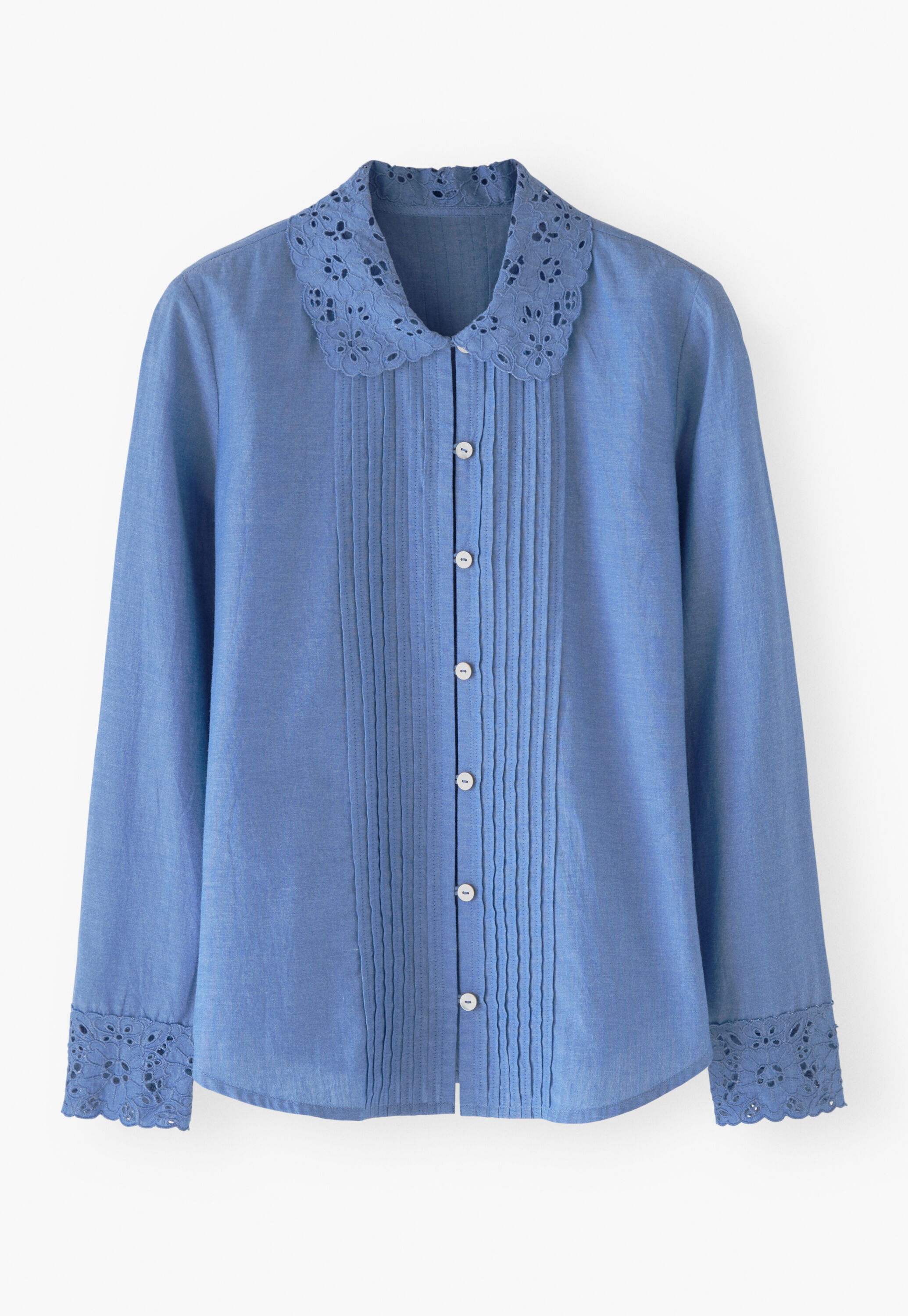 Chambray-Bluse mit Falten