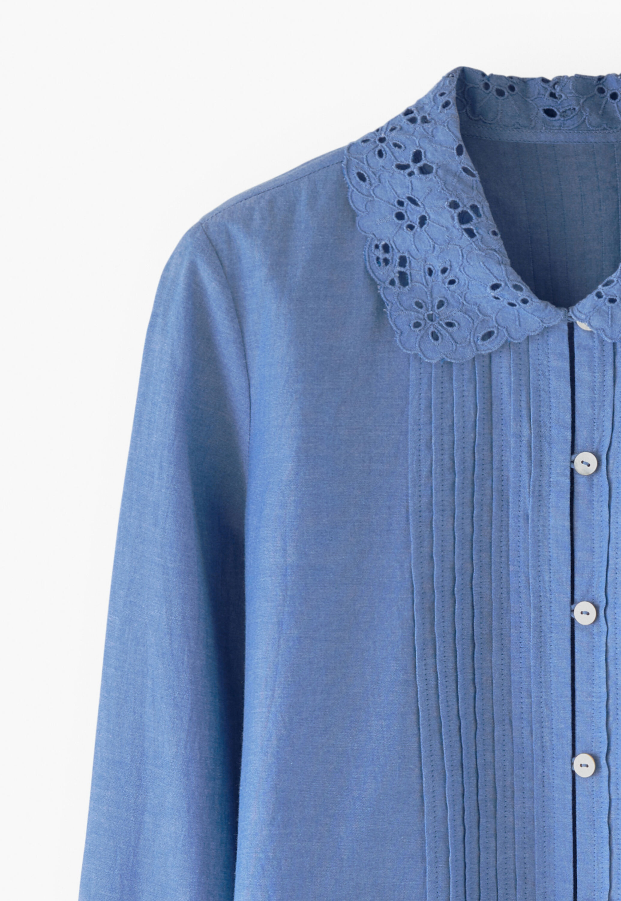 Chambray-Bluse mit Falten