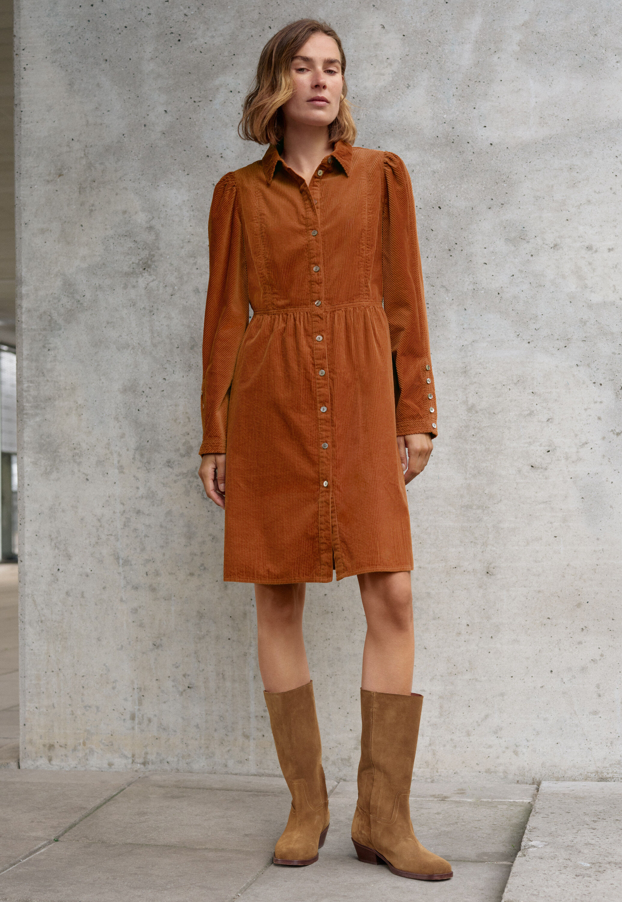 Durchgekn&ouml;pftes Kleid, Helles Kupfer, large