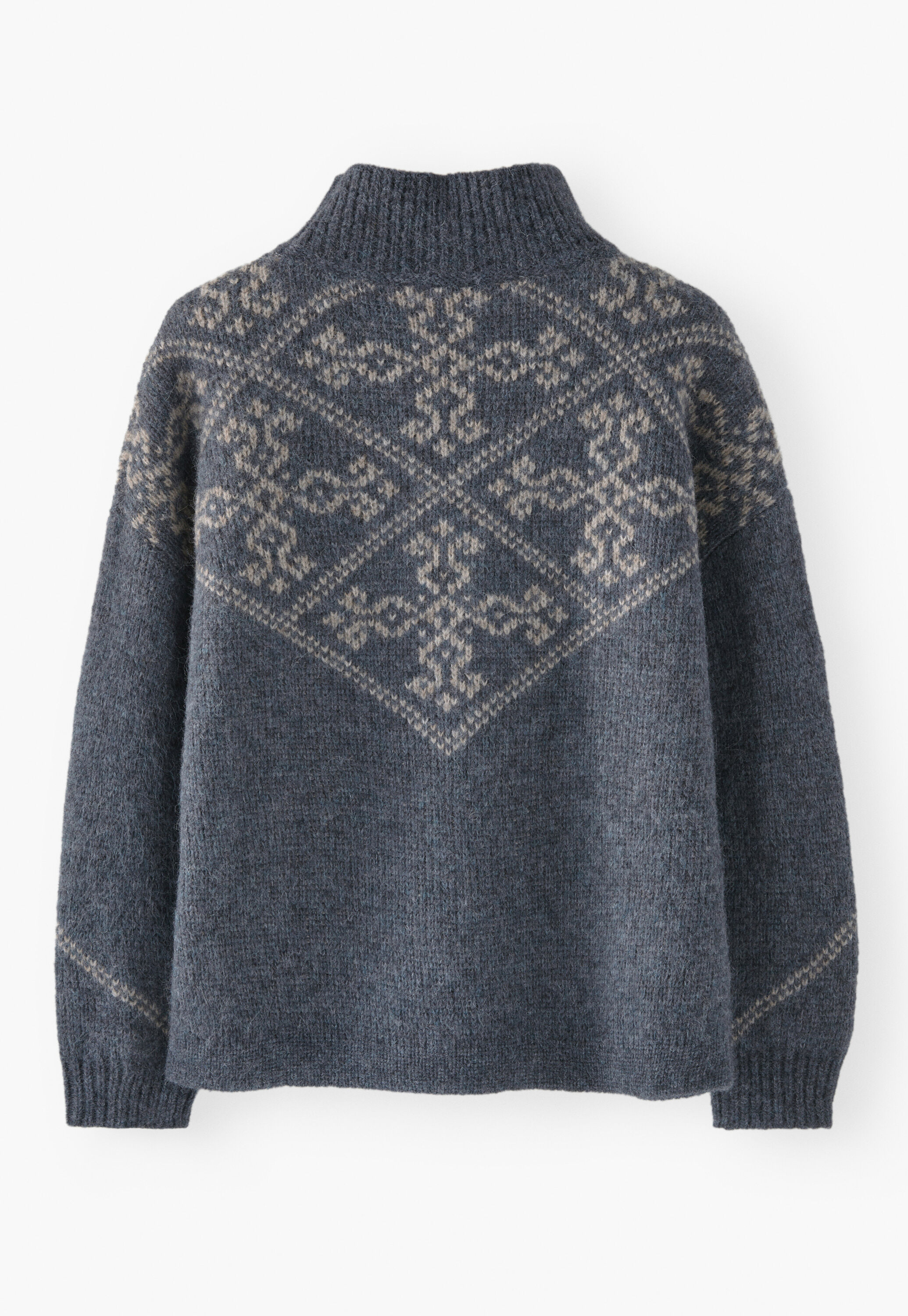 Jacquard-Pullover, Blauer Schiefer/Nerz, large