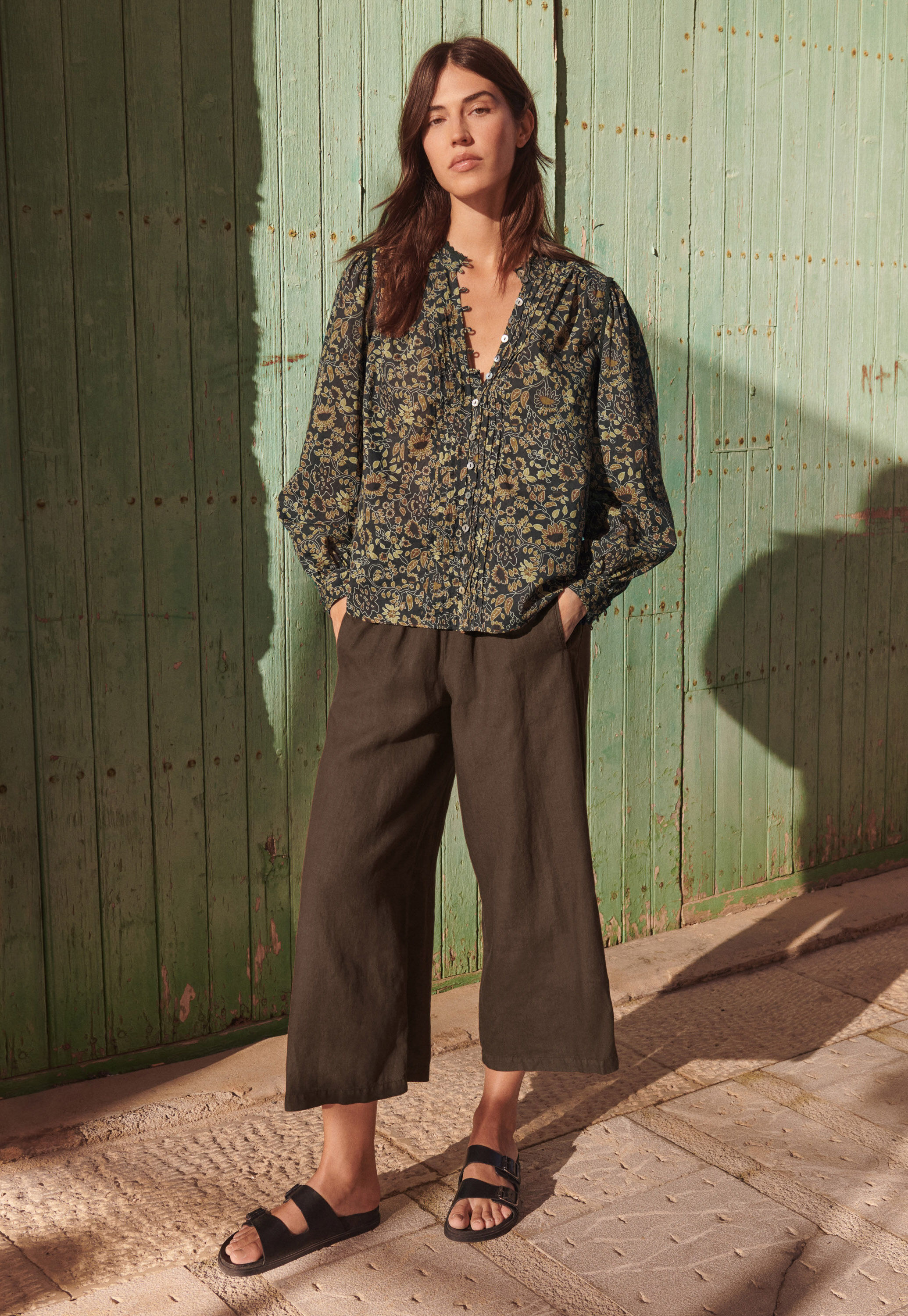 Bedruckte Bluse mit Faltendetail