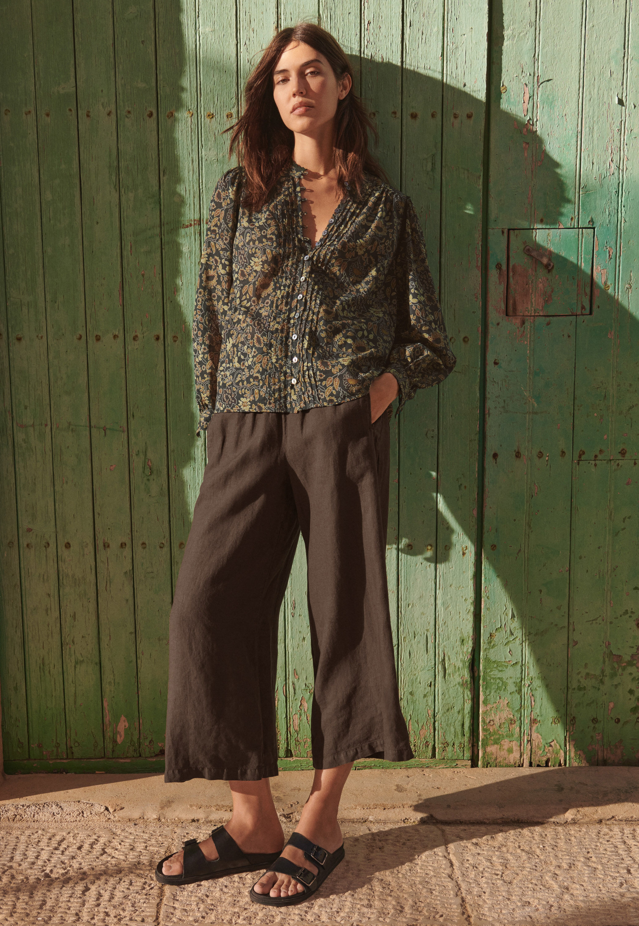 Bedruckte Bluse mit Faltendetail