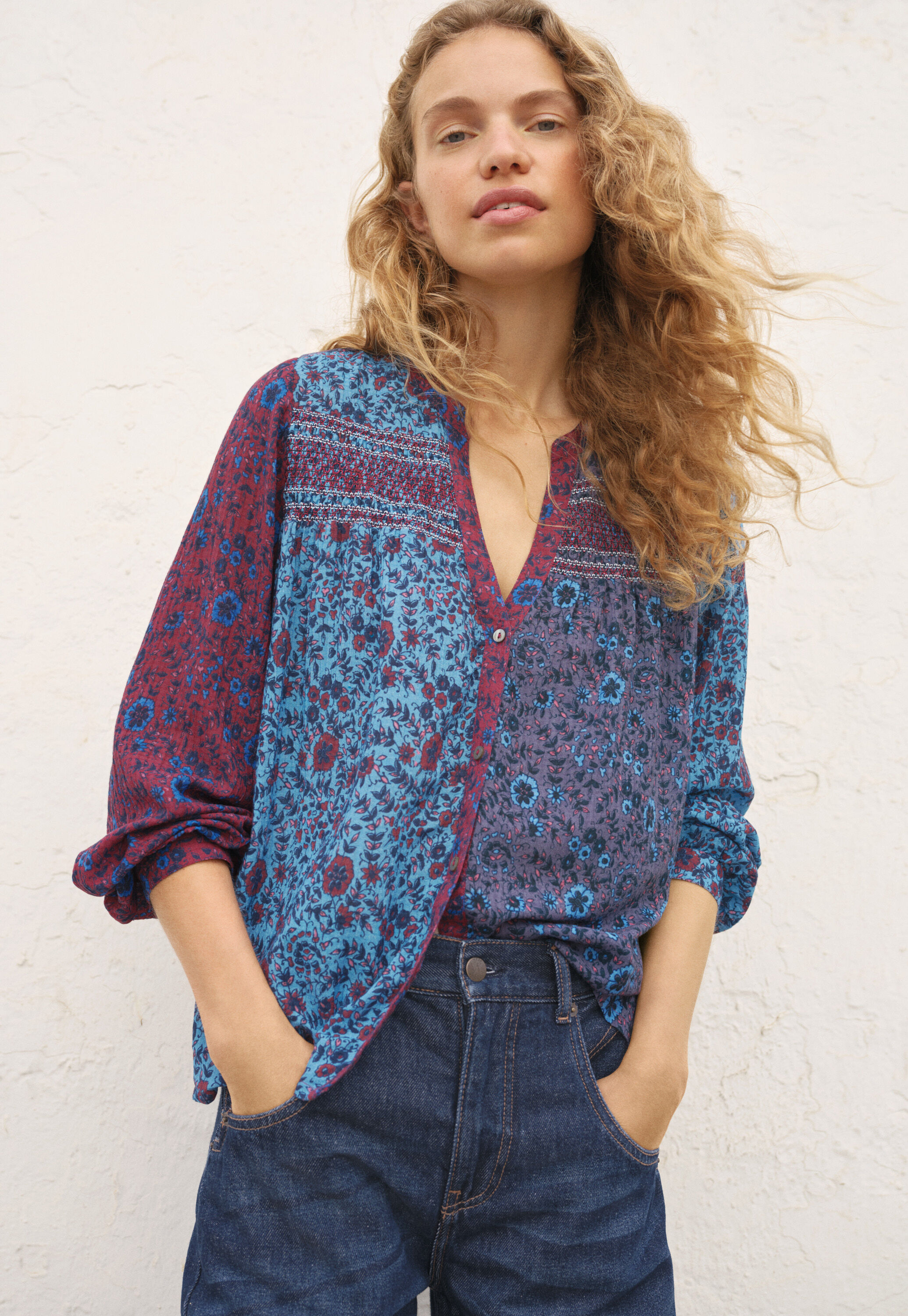 Bluse mit Biesen