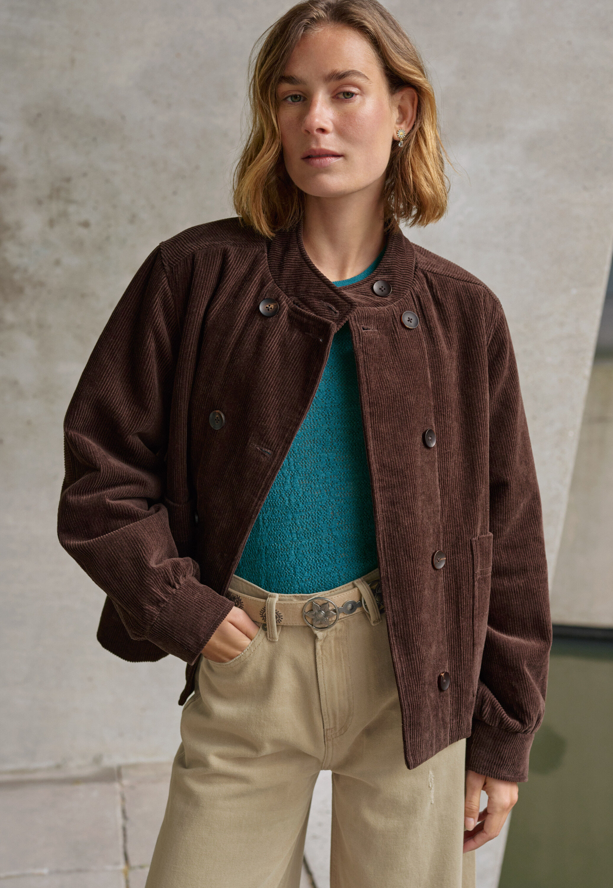 Pullover im Spitzenmuster, Dunkles Aquamarin, large