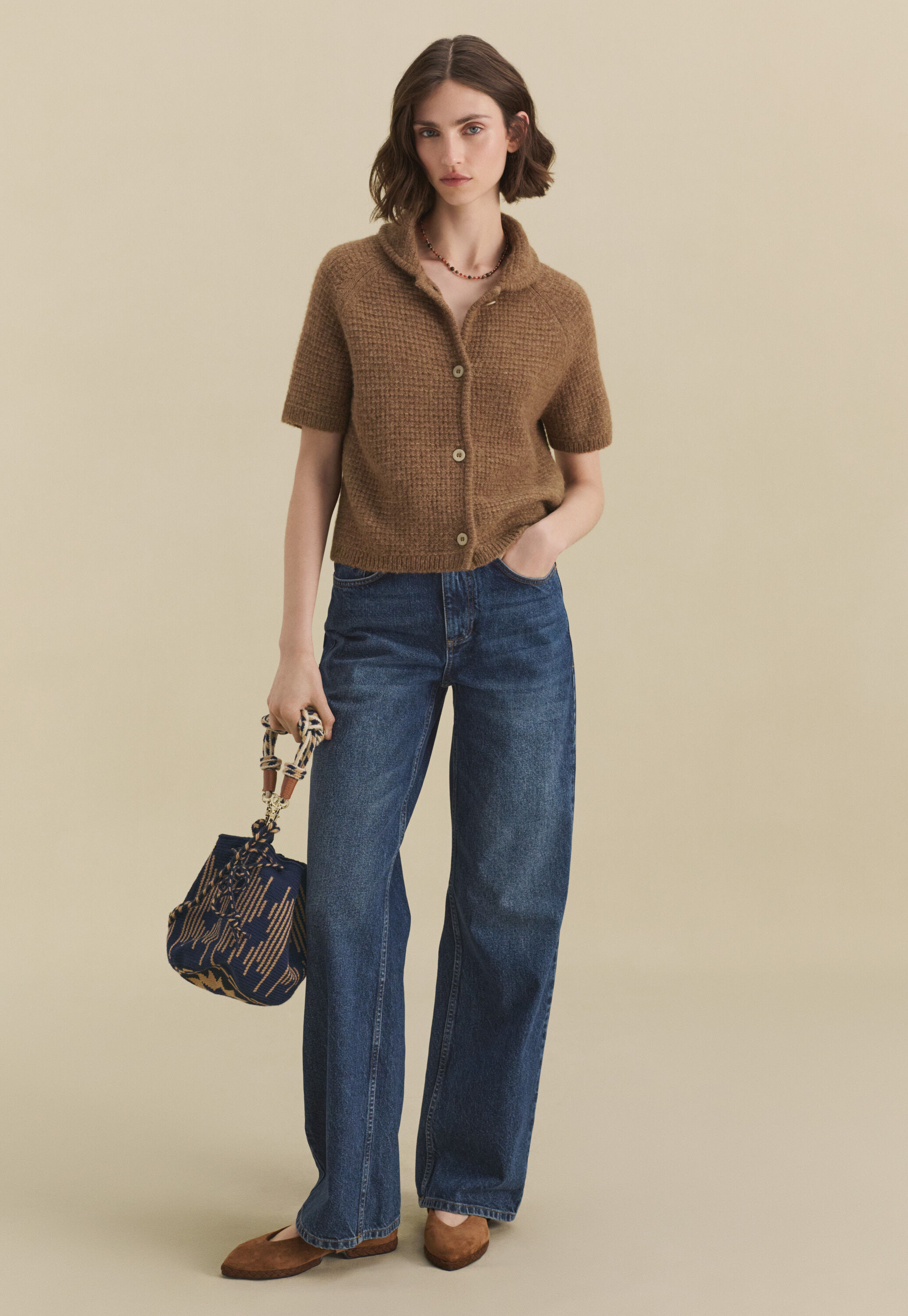 Cardigan mit Waffelmuster