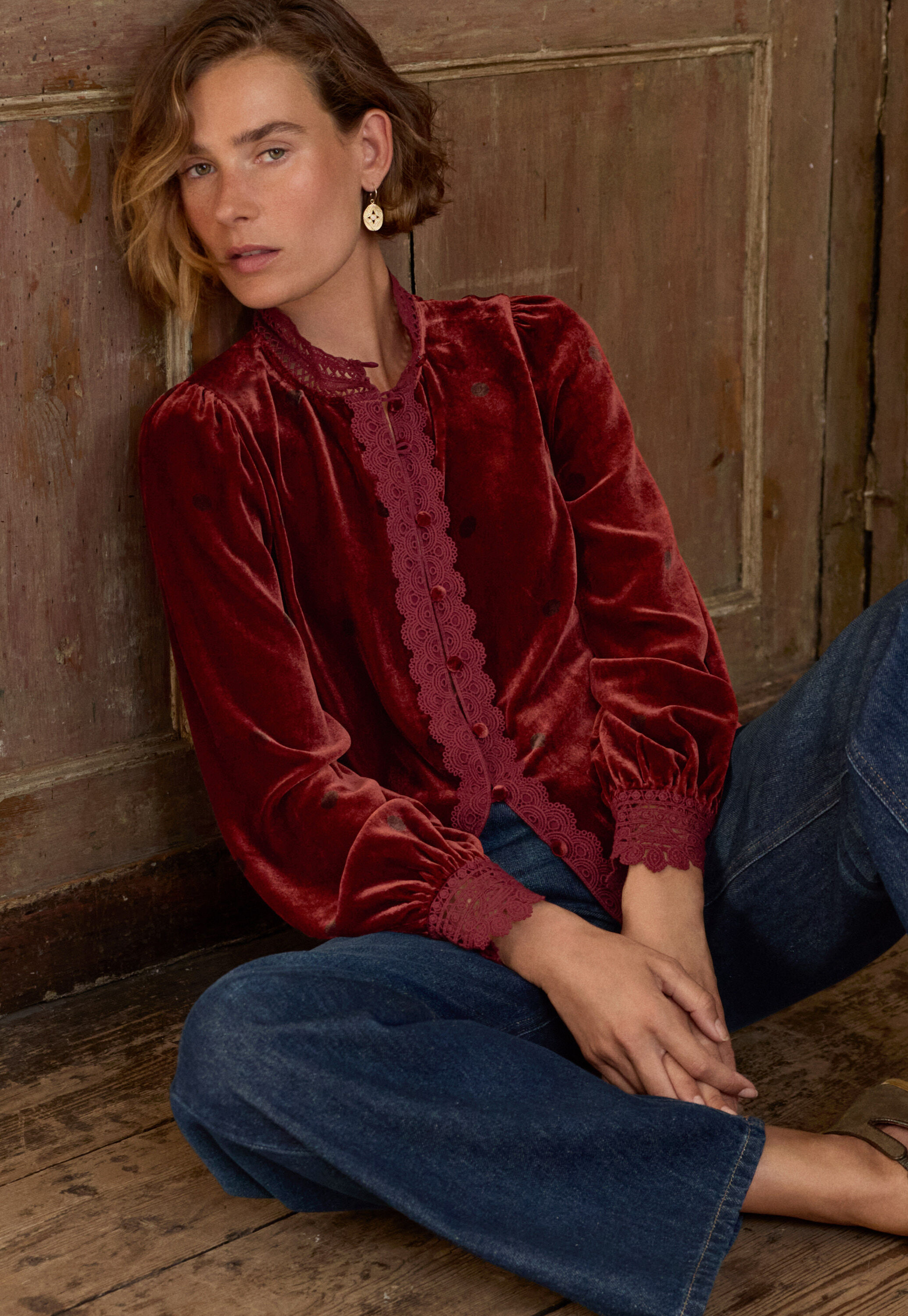 Samtbluse, Flammenrot, large