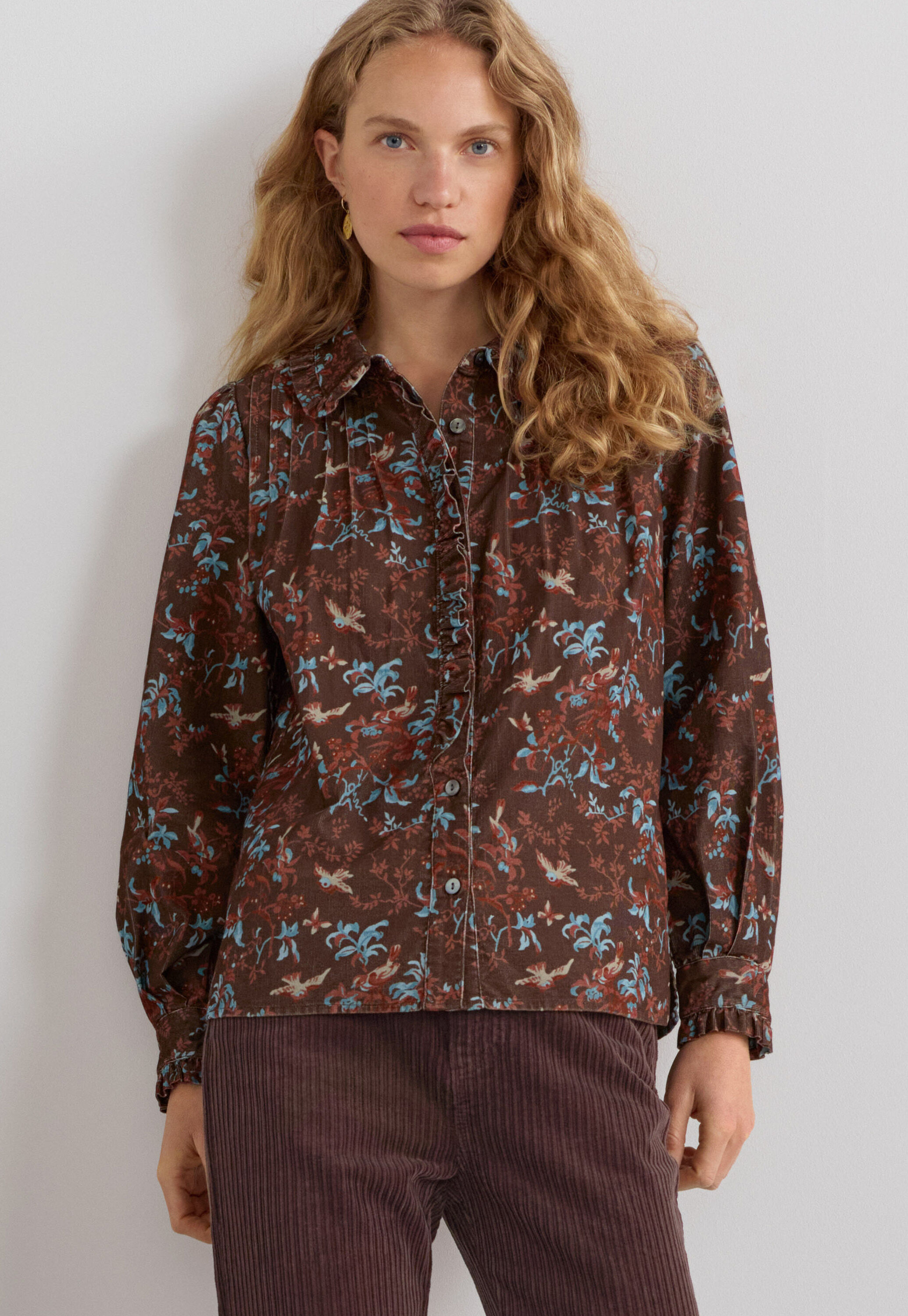 Bedruckte Faltenbluse