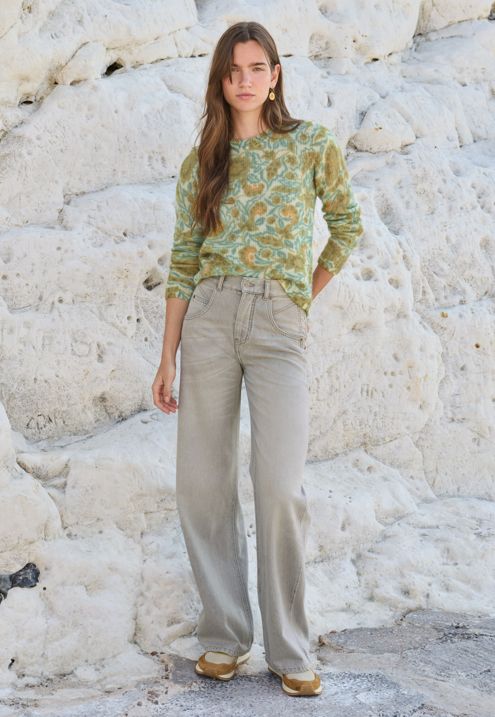 Jeans mit geradem Bein, Grau, large
