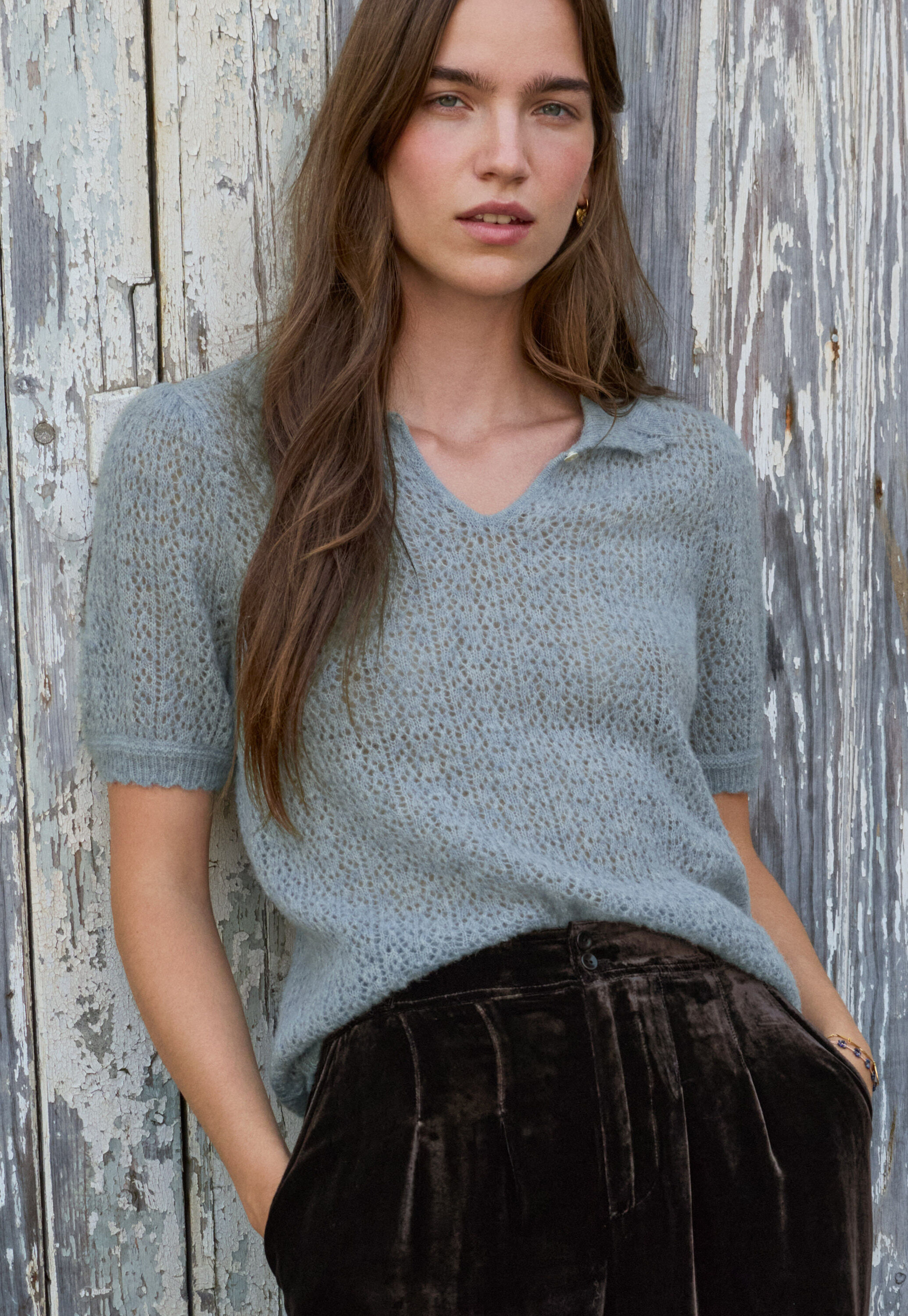 Pullover mit Spitzenmuster