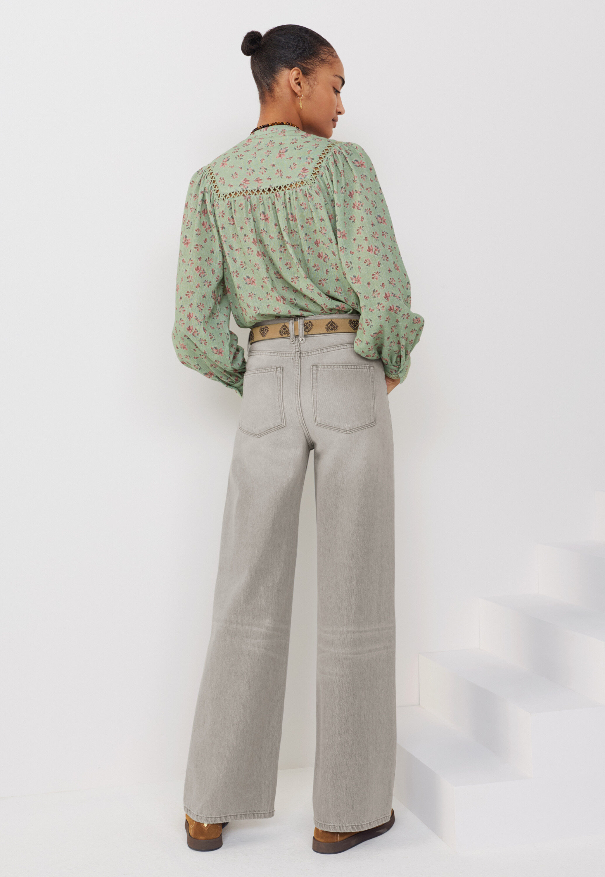 Jeans mit geradem Bein, Grau, large