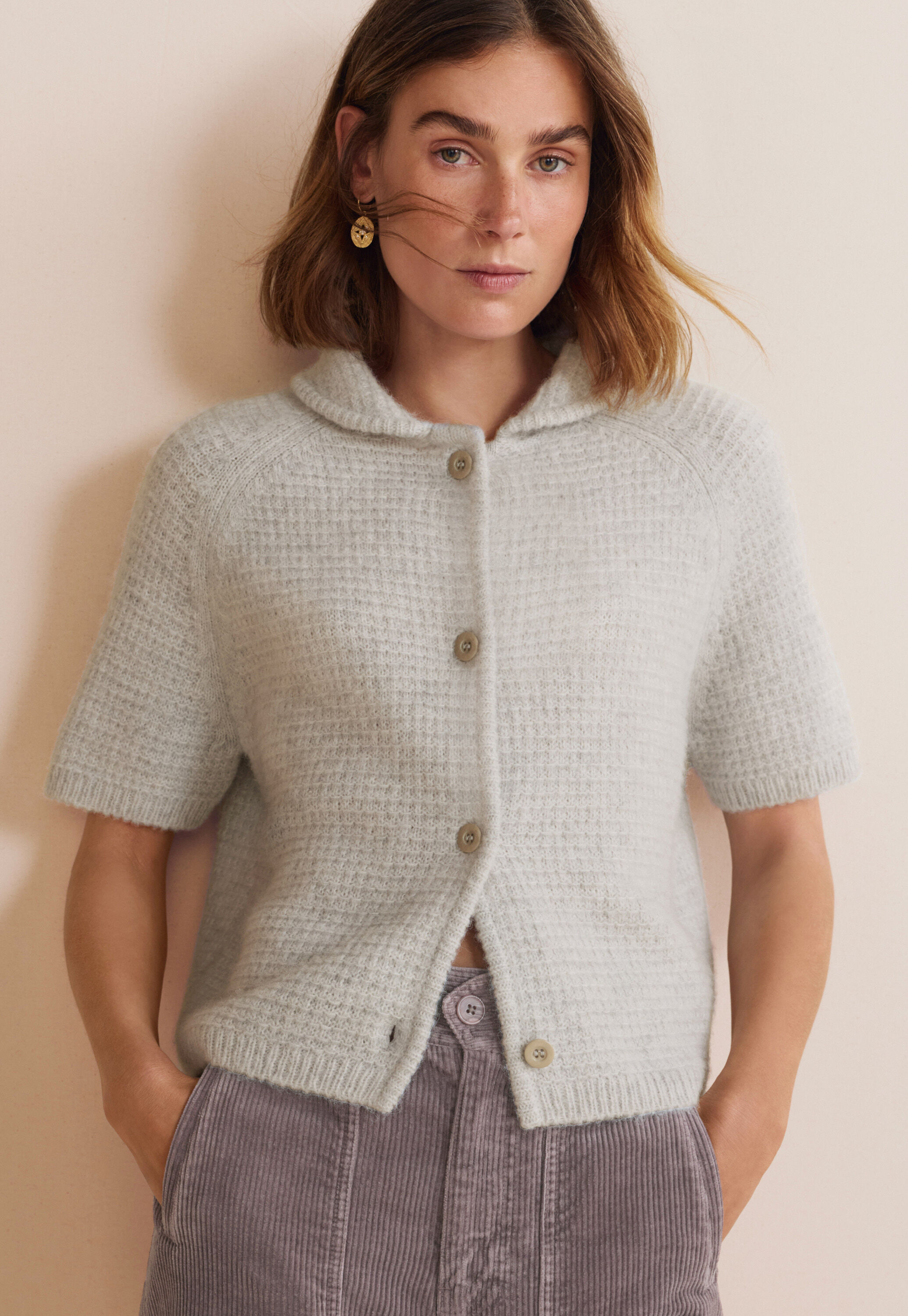 Cardigan mit Waffelmuster