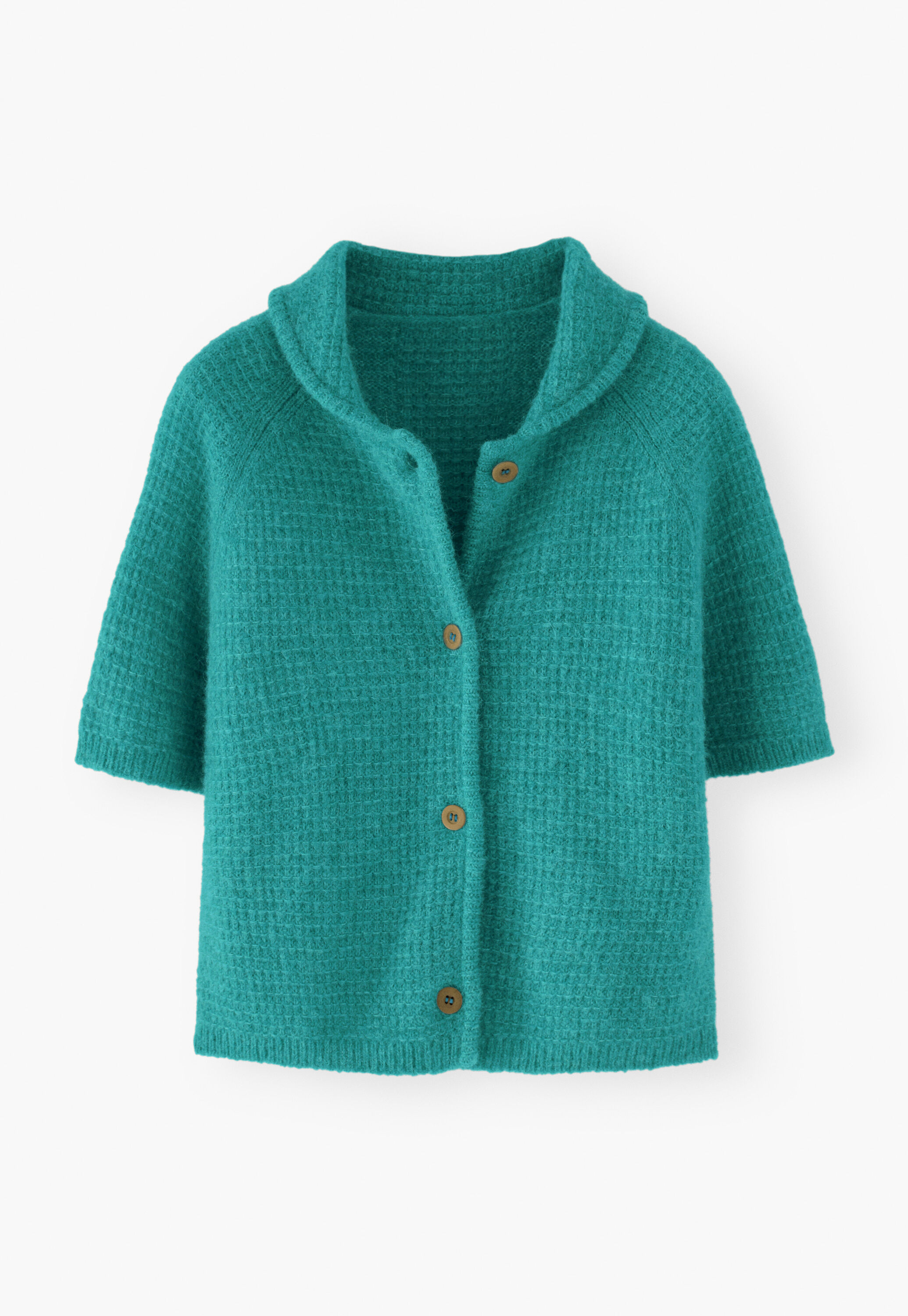 Cardigan mit Waffelmuster, T&uuml;rkis, large