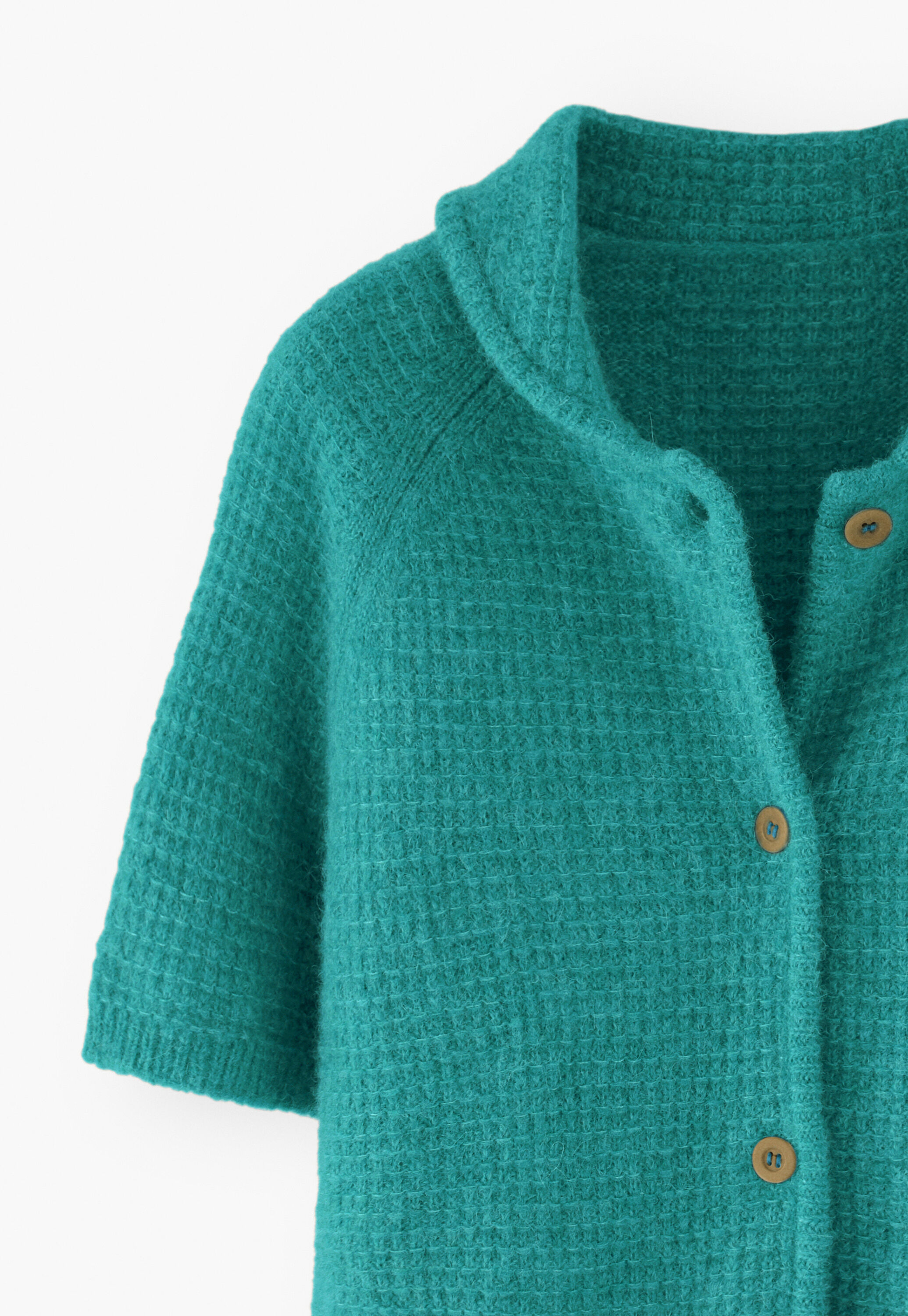 Cardigan mit Waffelmuster, T&uuml;rkis, large