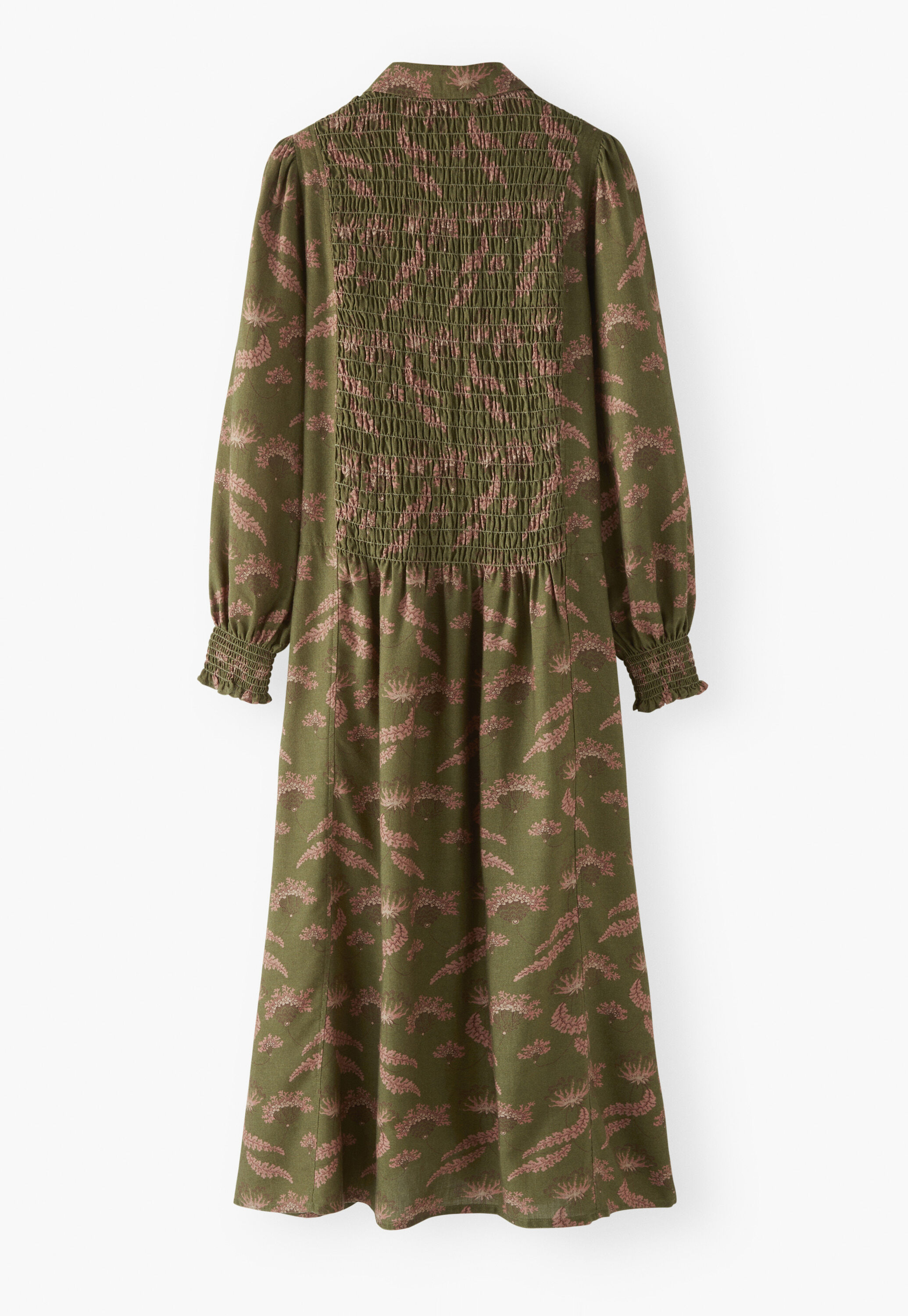 Print-Kleid, Warmes Oliv, large