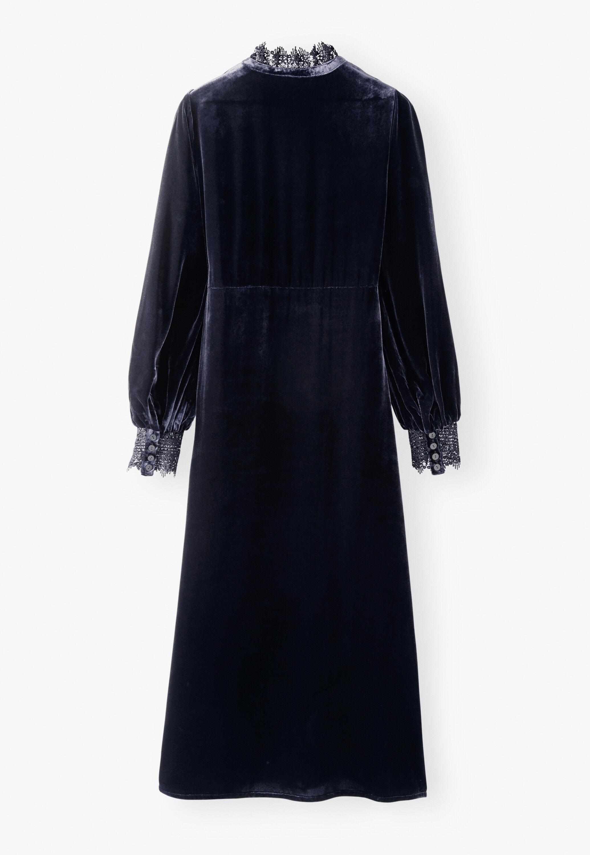 Samtkleid mit Spitze, Mitternacht, large