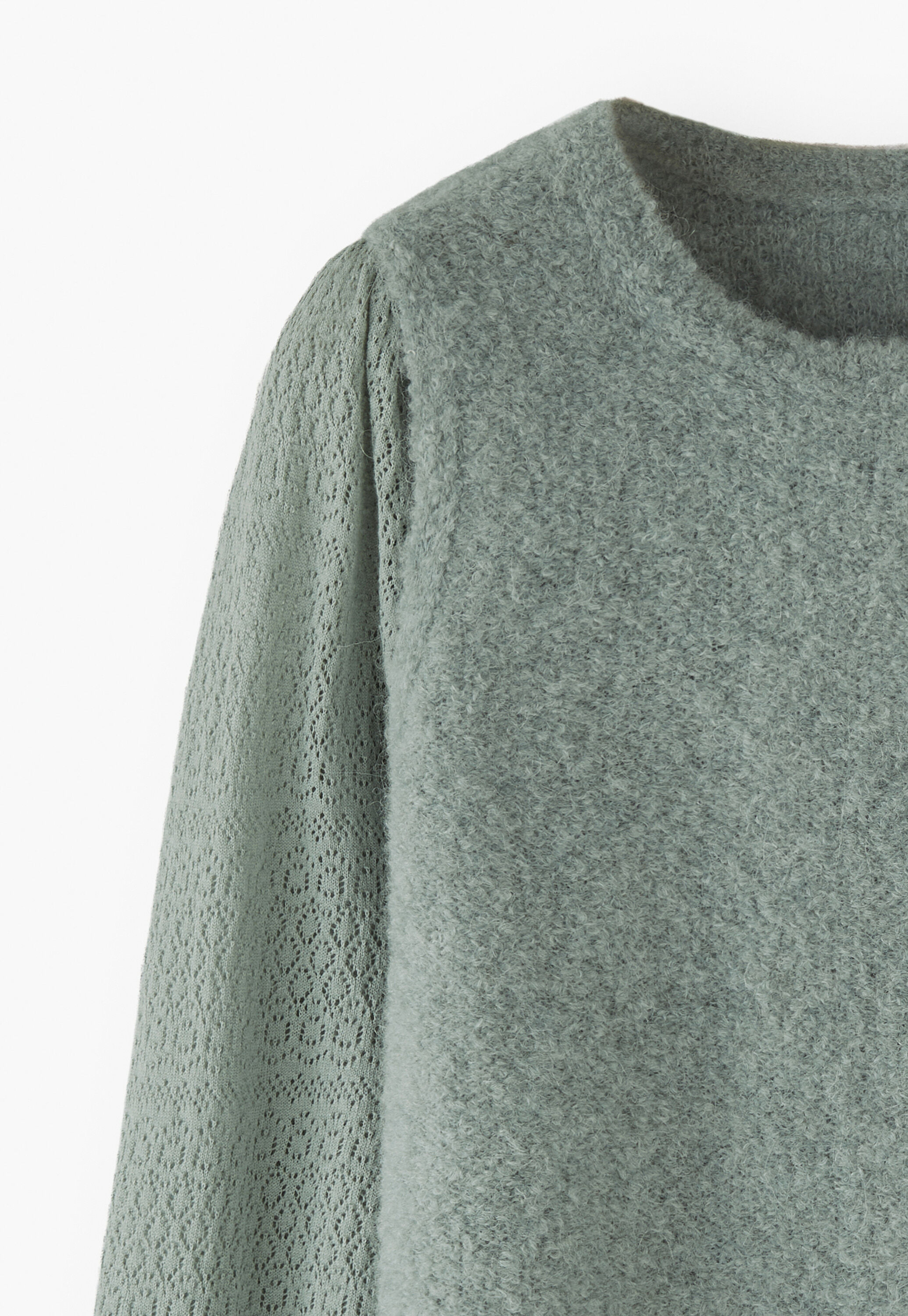 Pullover mit Pointelle-&Auml;rmeln, Entenei, large