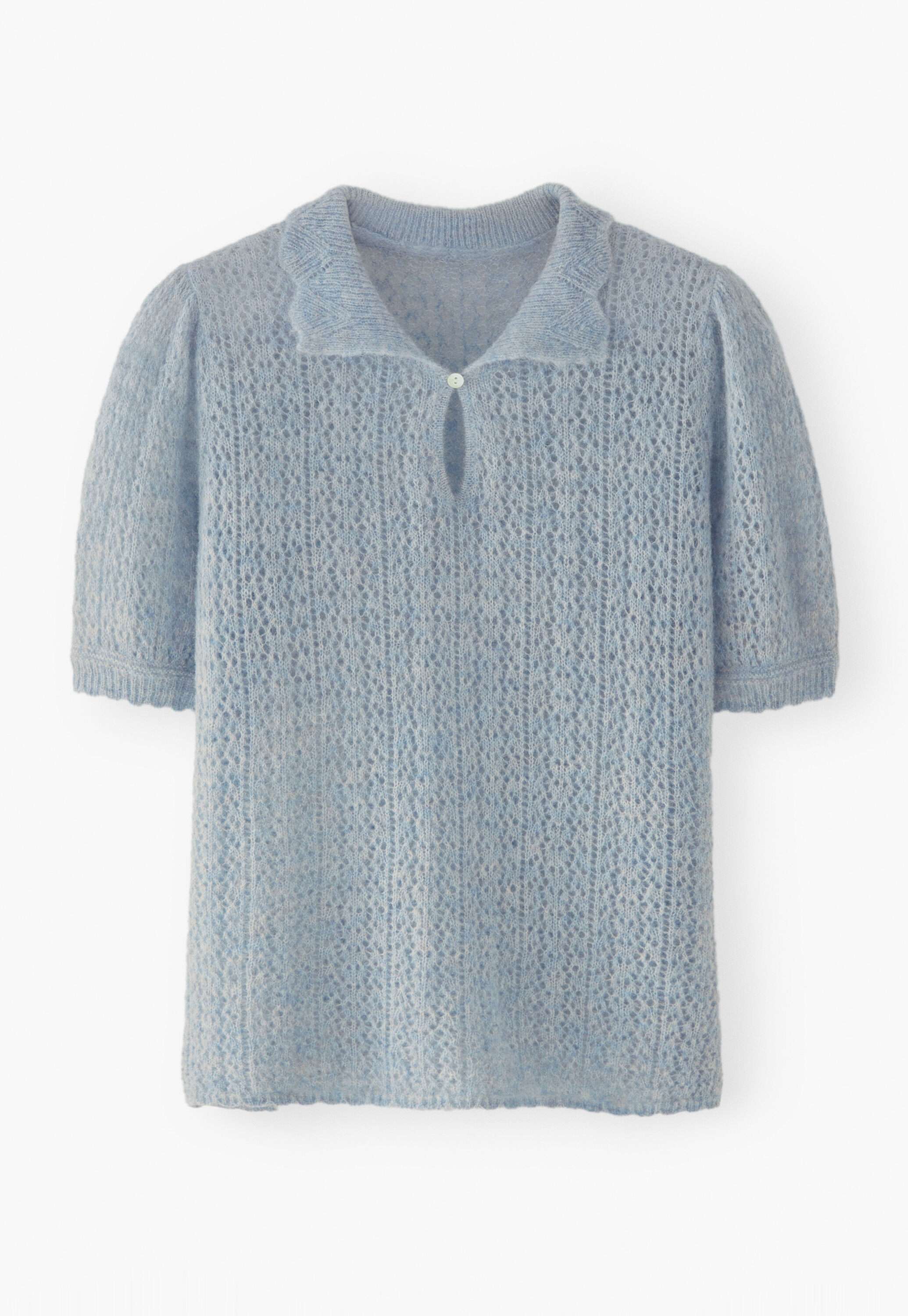 Pullover mit Spitzenmuster, Kreideblau, large