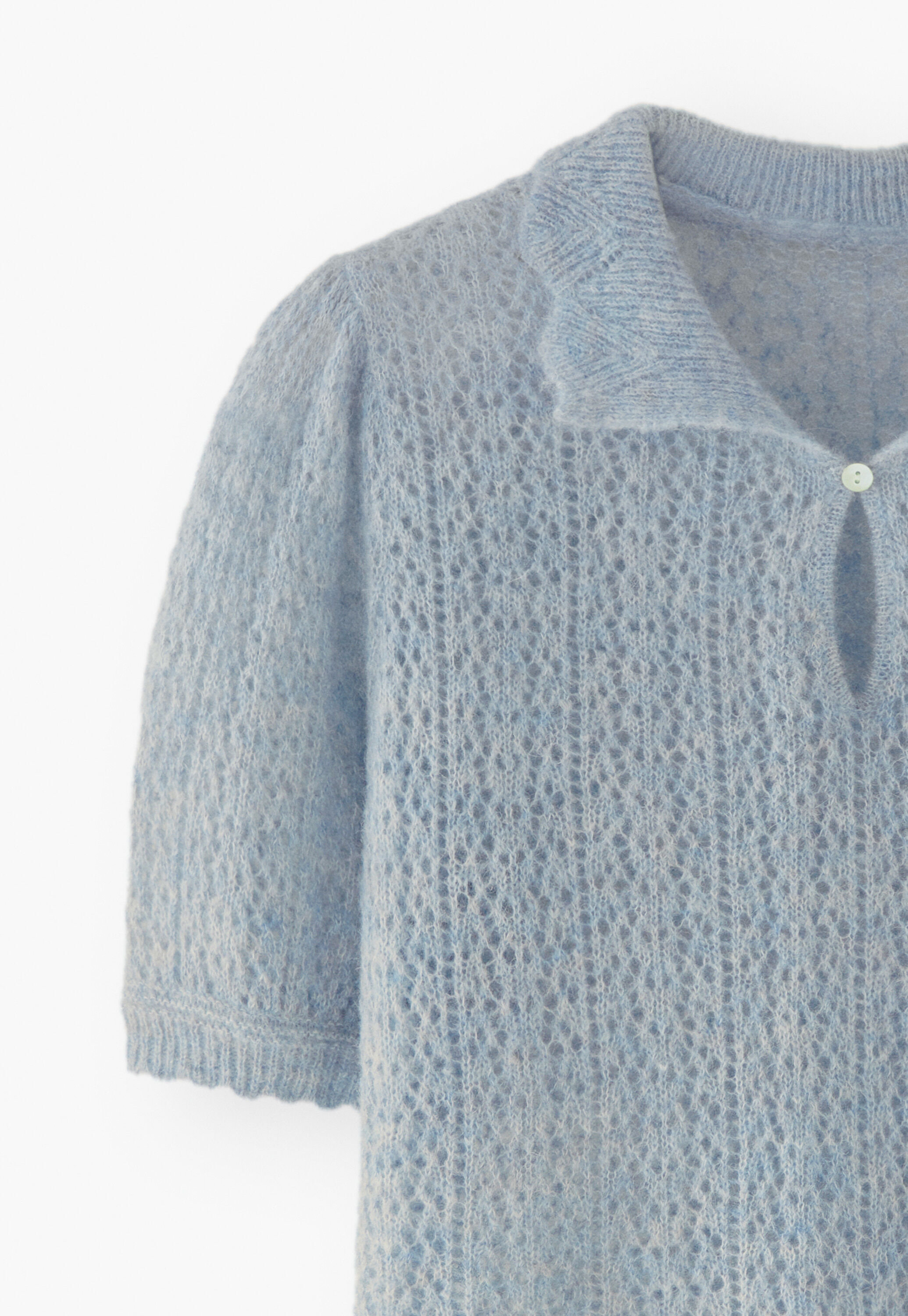 Pullover mit Spitzenmuster, Kreideblau, large