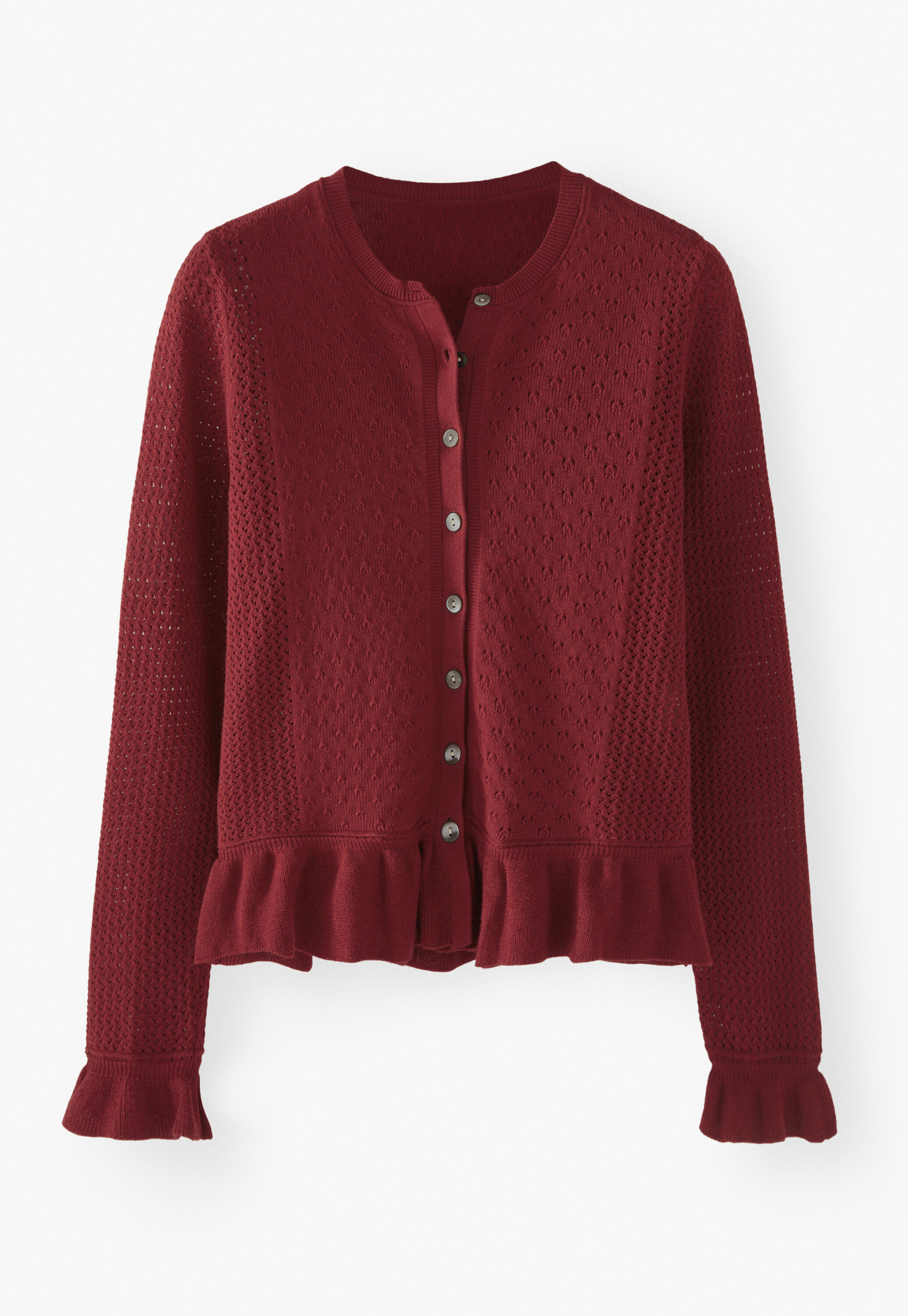 Cardigan mit Spitzenmuster, Rubin, large