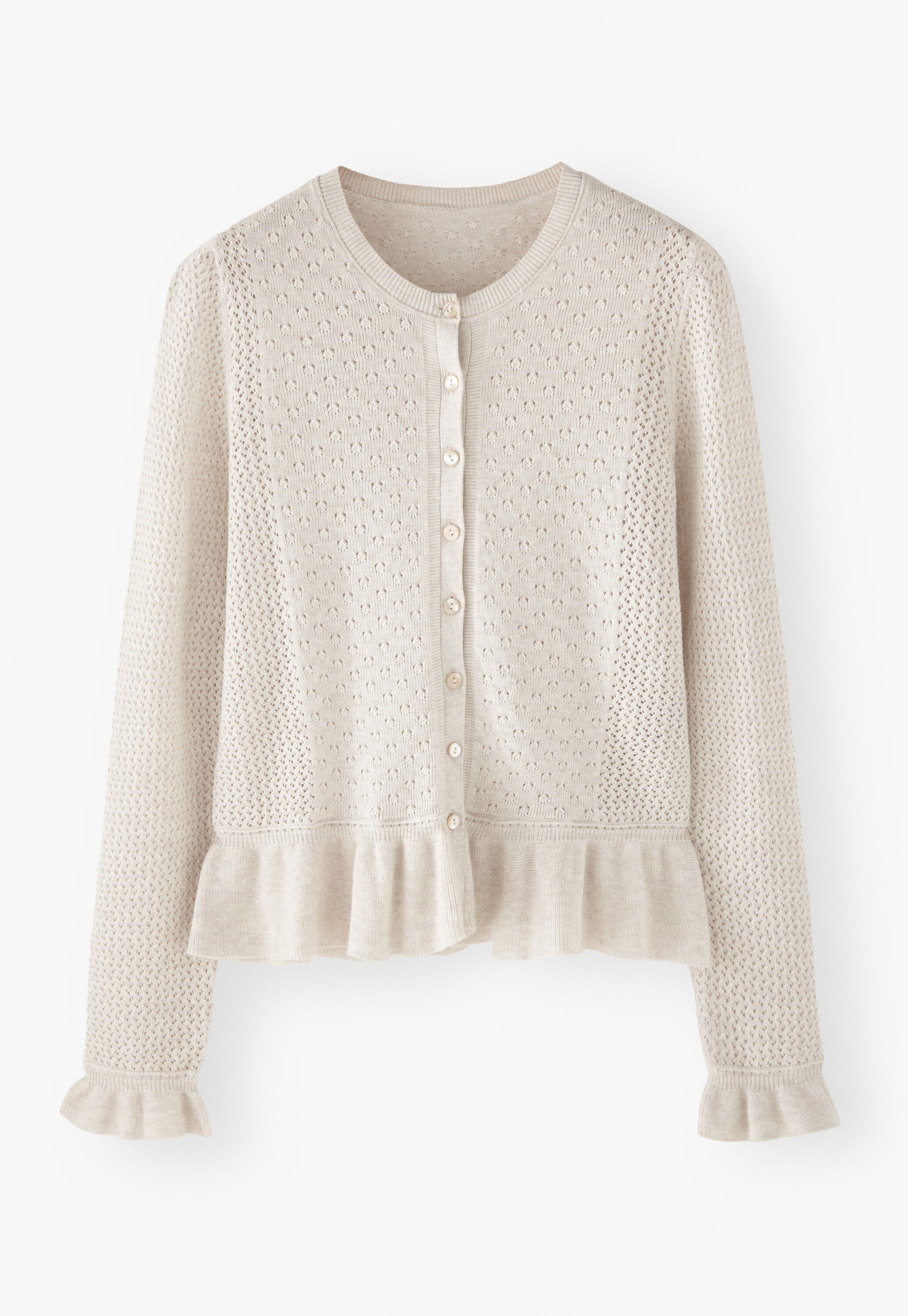 Cardigan mit Spitzenmuster, Off-White, large