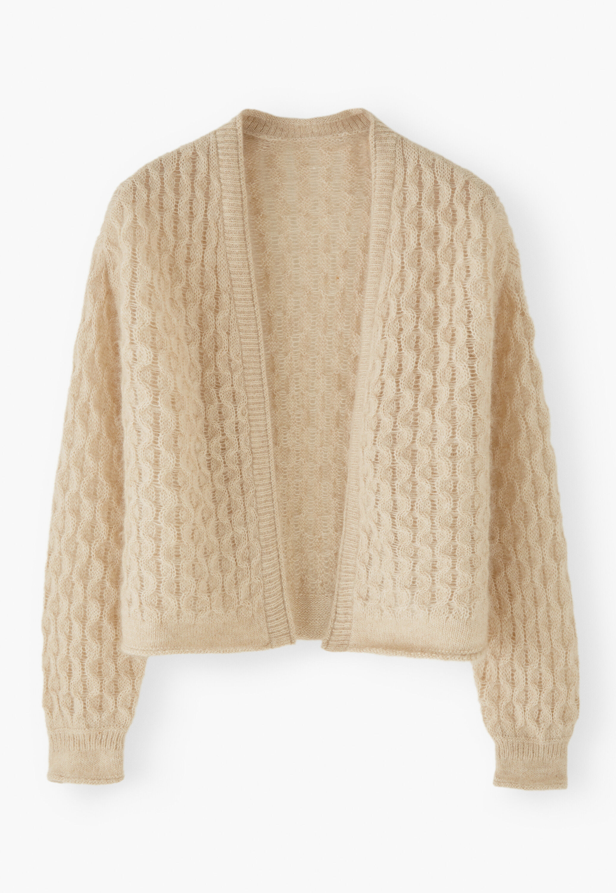 Cardigan mit Zopfmuster, Hafer, large