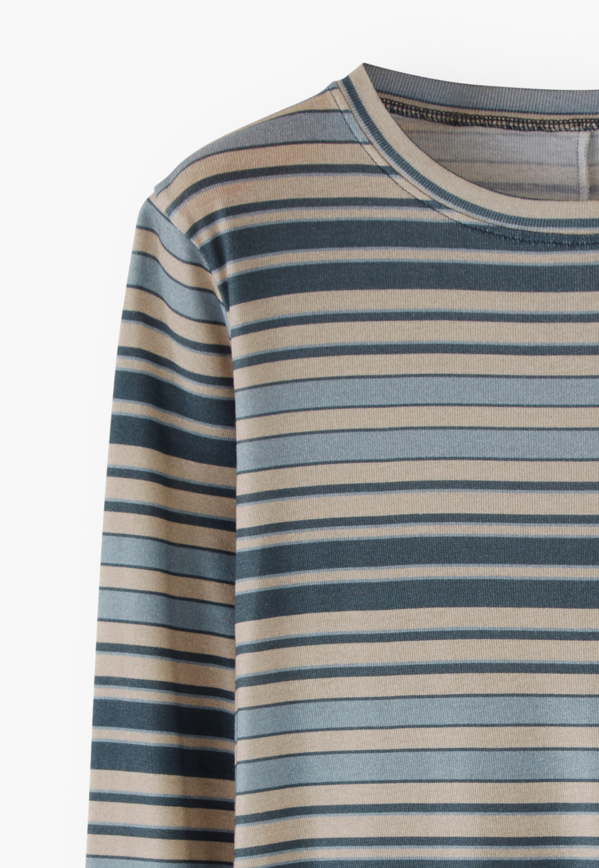 Gestreiftes Jerseyshirt, Blau/Stein, large