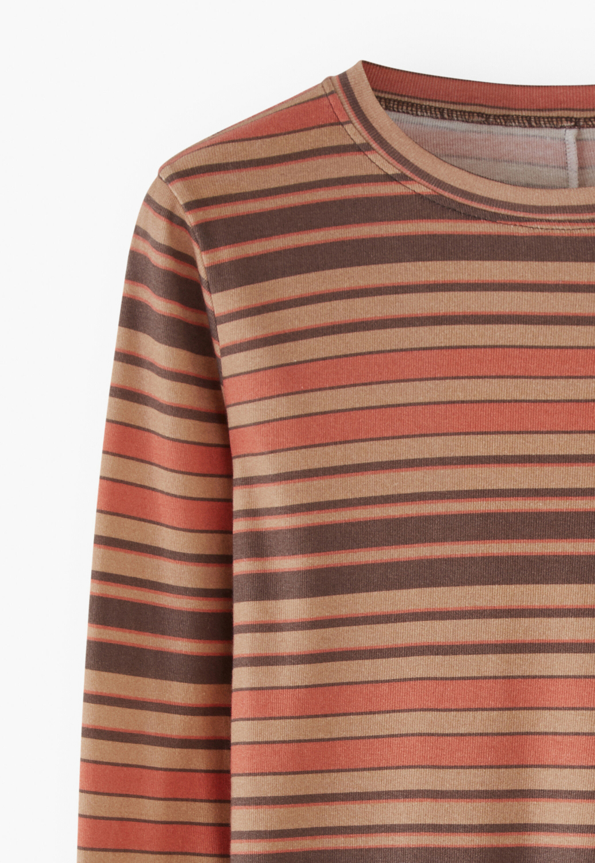 Gestreiftes Jerseyshirt, Zimt/Spice, large