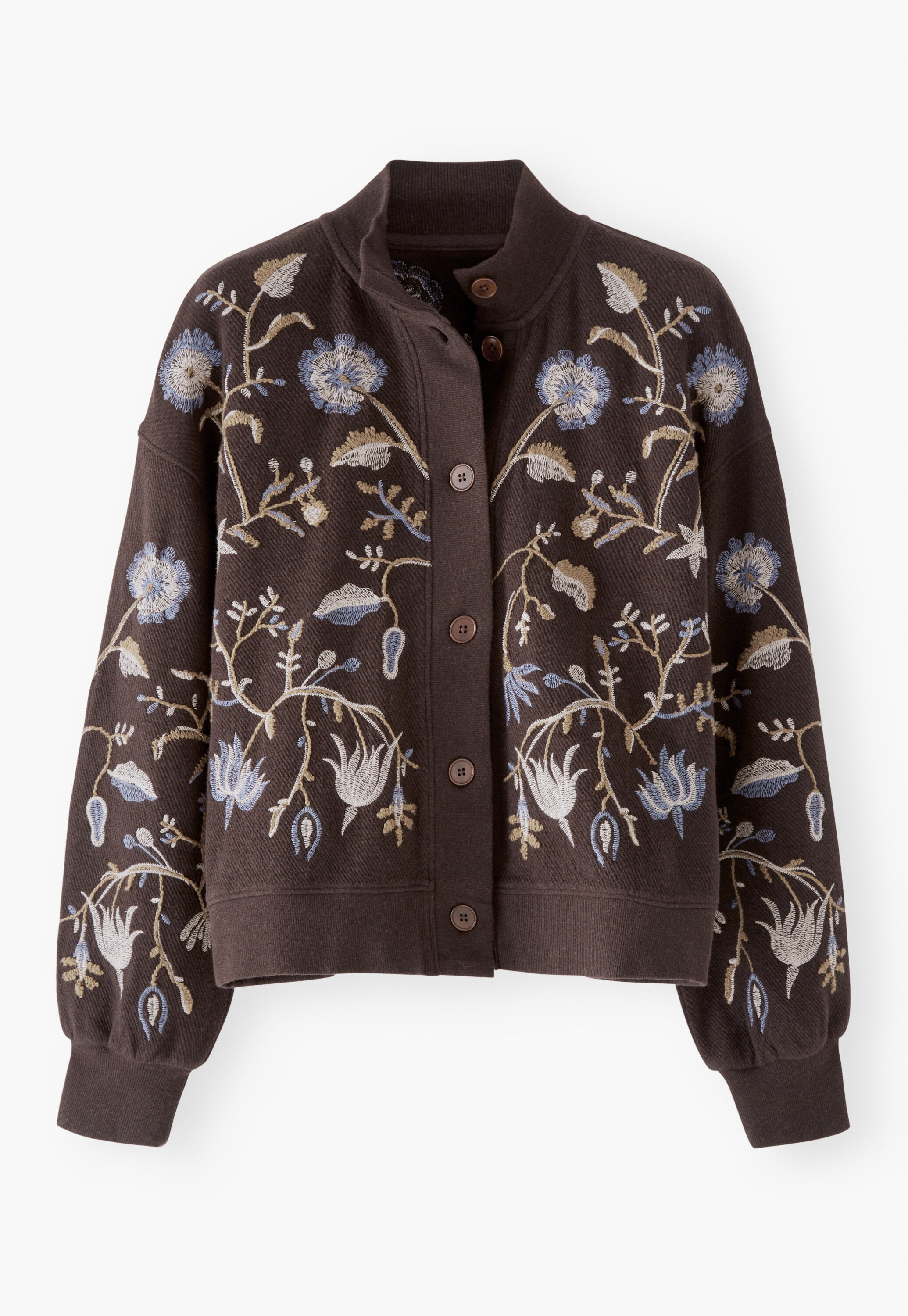 Bestickte Jacke, Kaffee, large