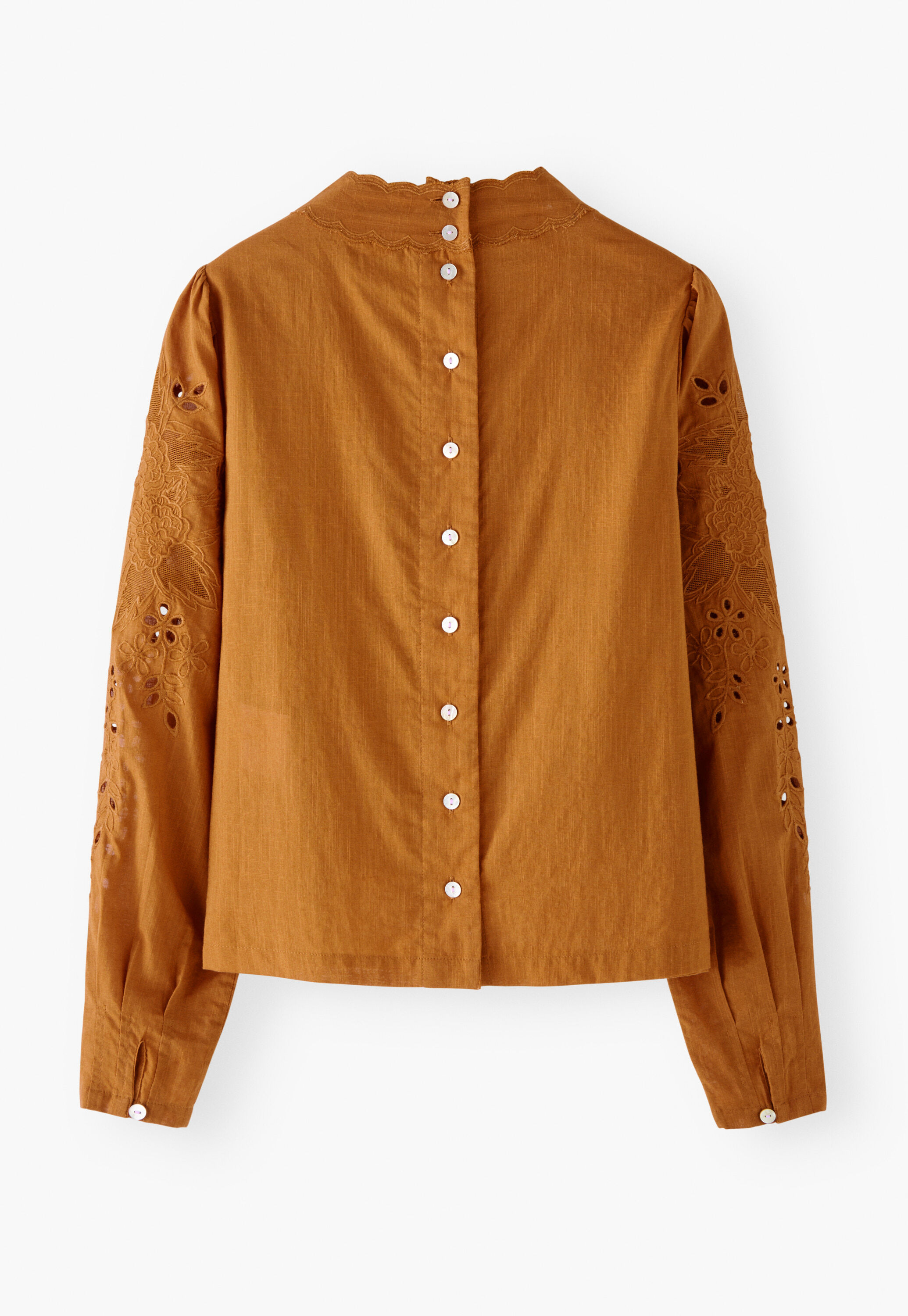 Bestickte Bluse, Ingwer, large