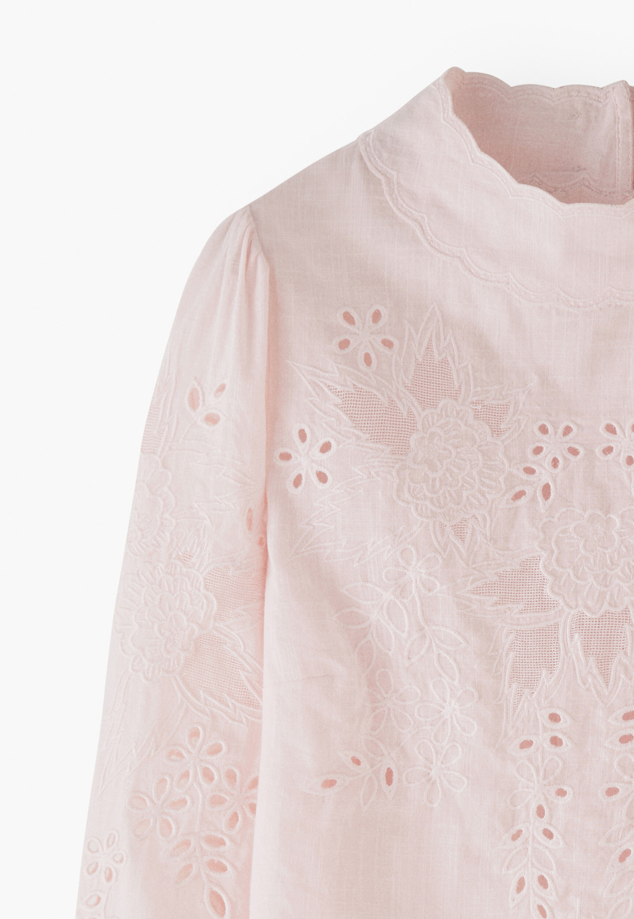 Bestickte Bluse, Pastellrosa, large