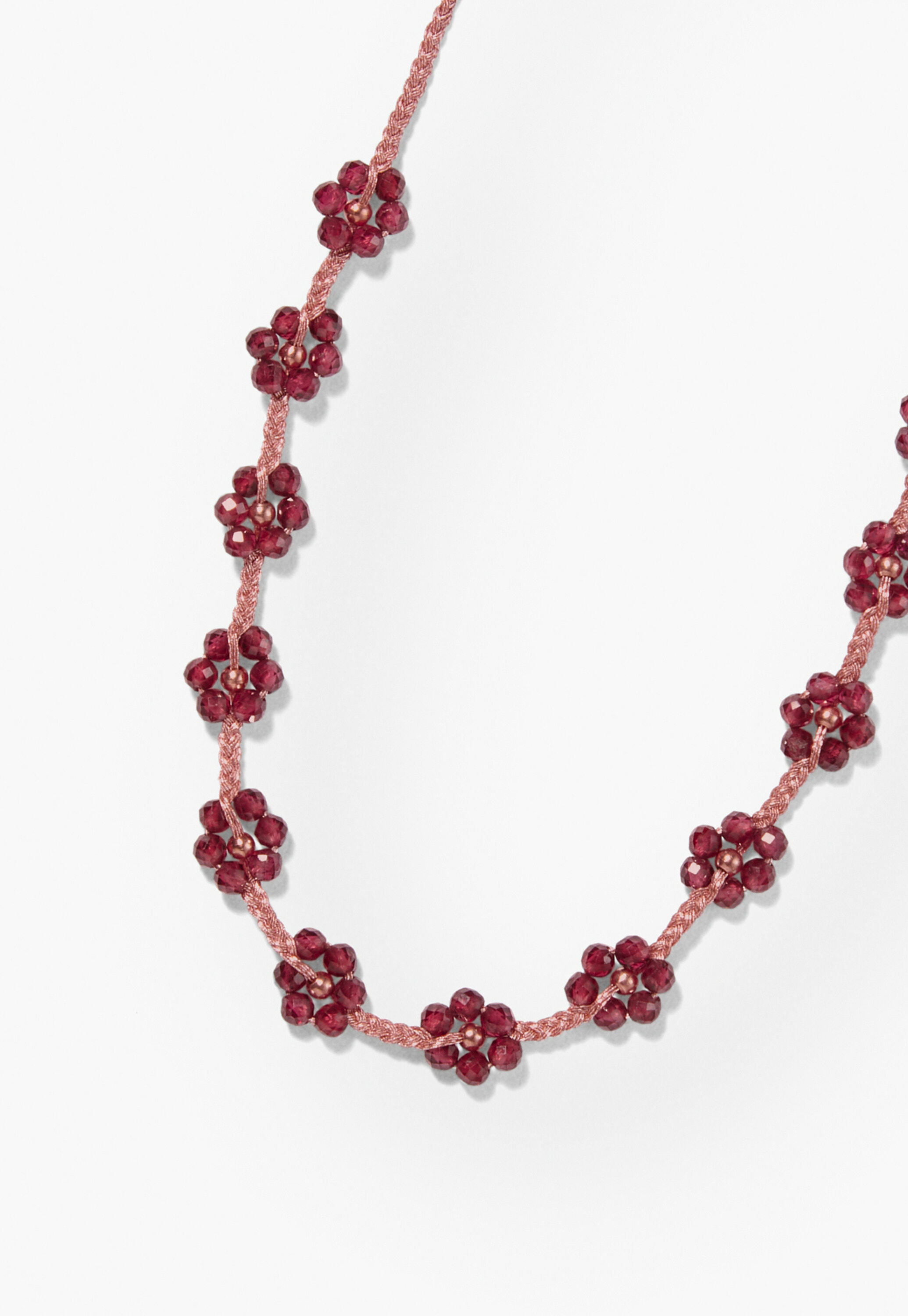 Armband mit Perlenblumen, Ros&eacute;, large