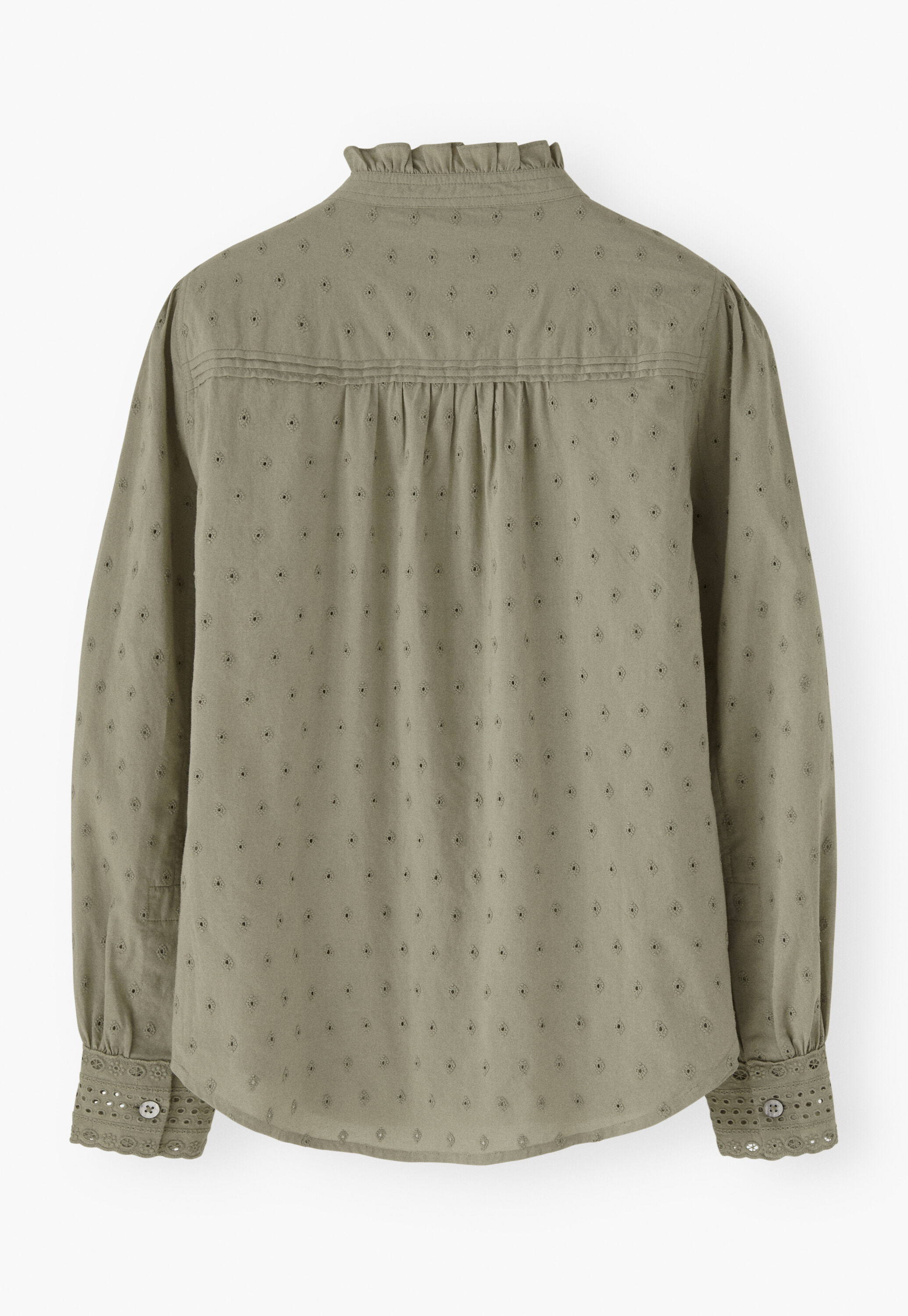 Broderie-Bluse mit R&uuml;schenkragen