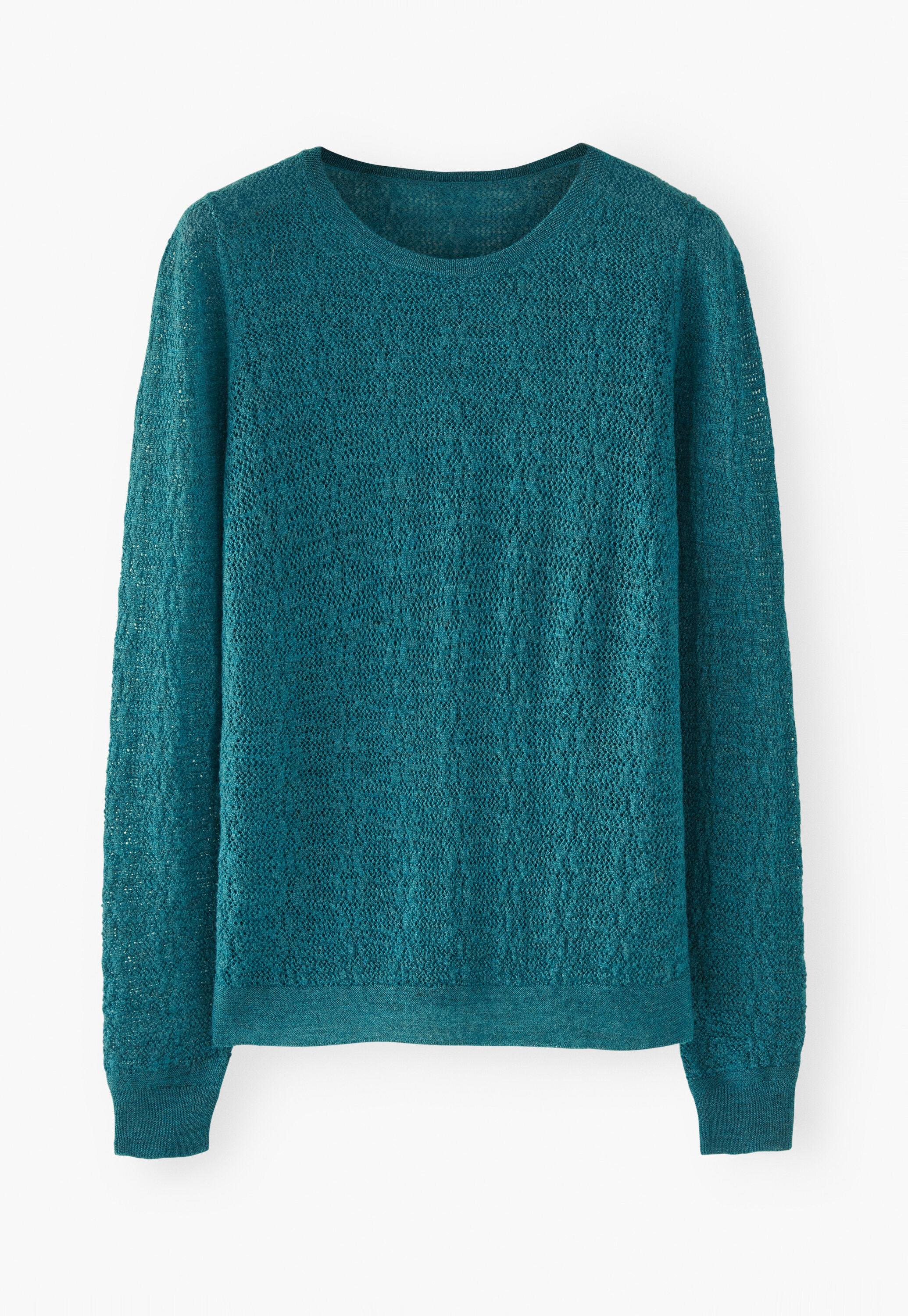 Pullover im Spitzenmuster, Dunkles Aquamarin, large