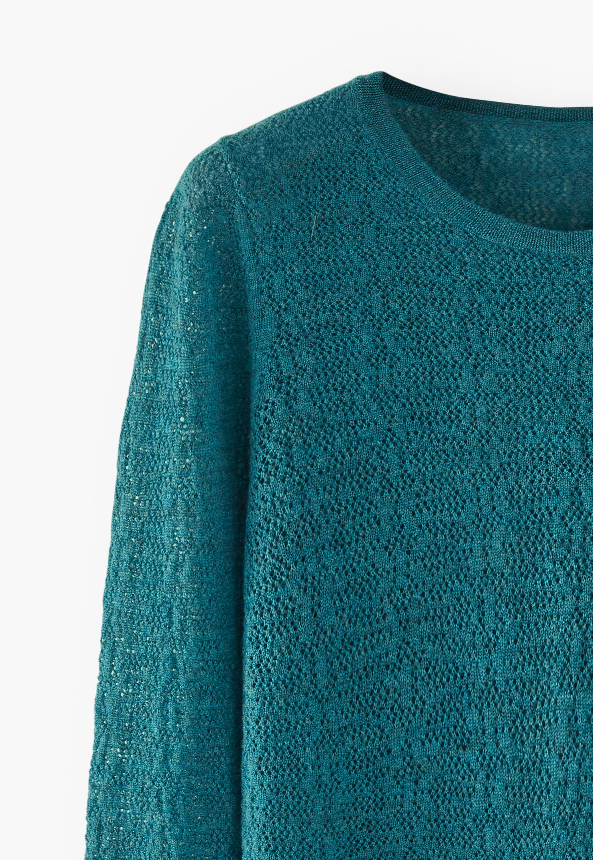 Pullover im Spitzenmuster, Dunkles Aquamarin, large