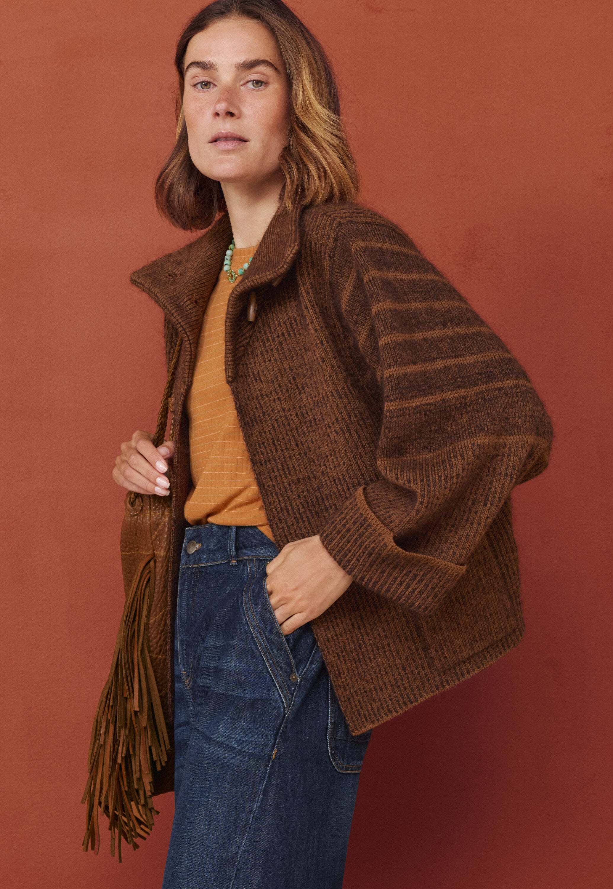 Cardigan mit Waffelmuster