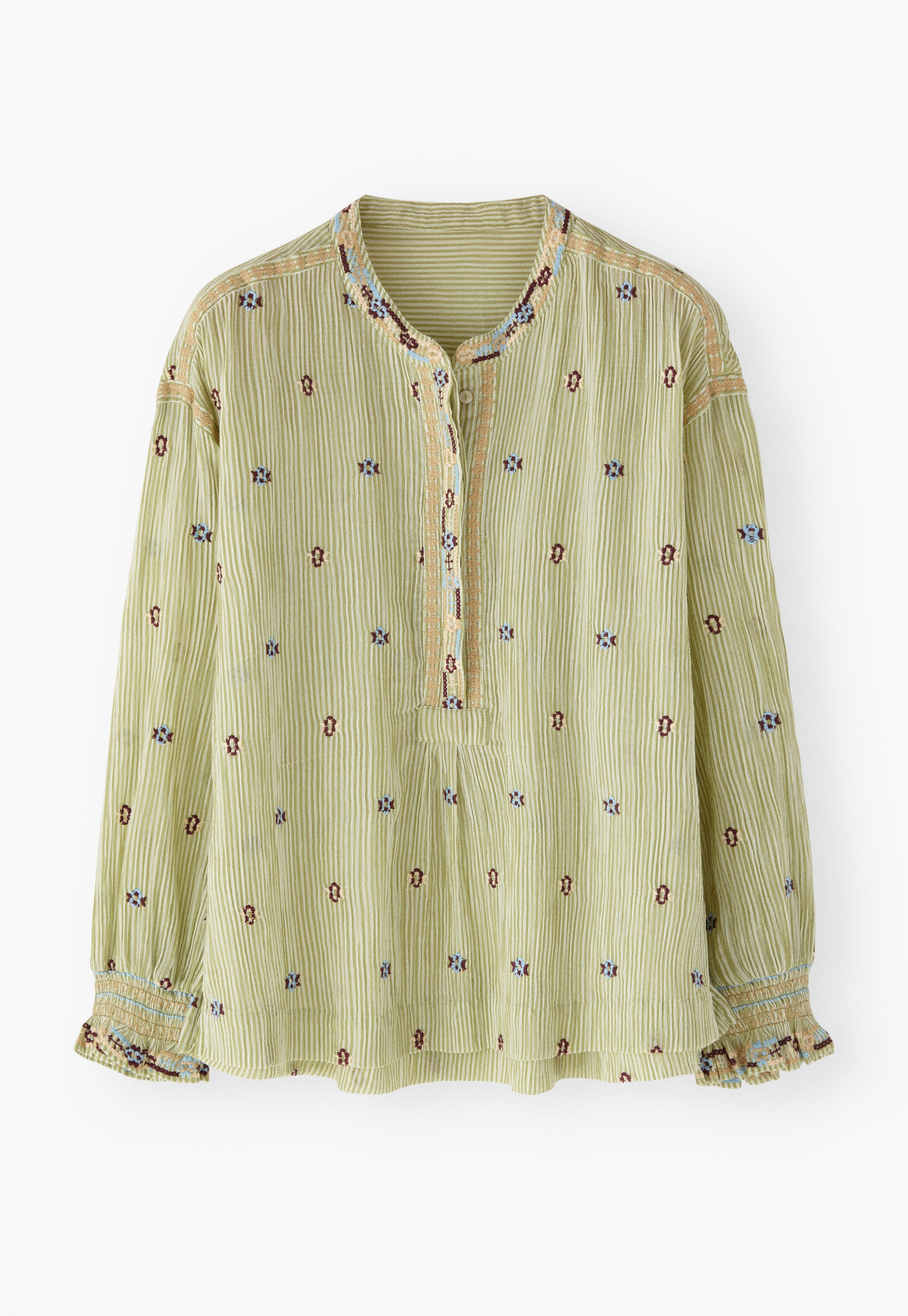Bestickte Crinkle-Bluse