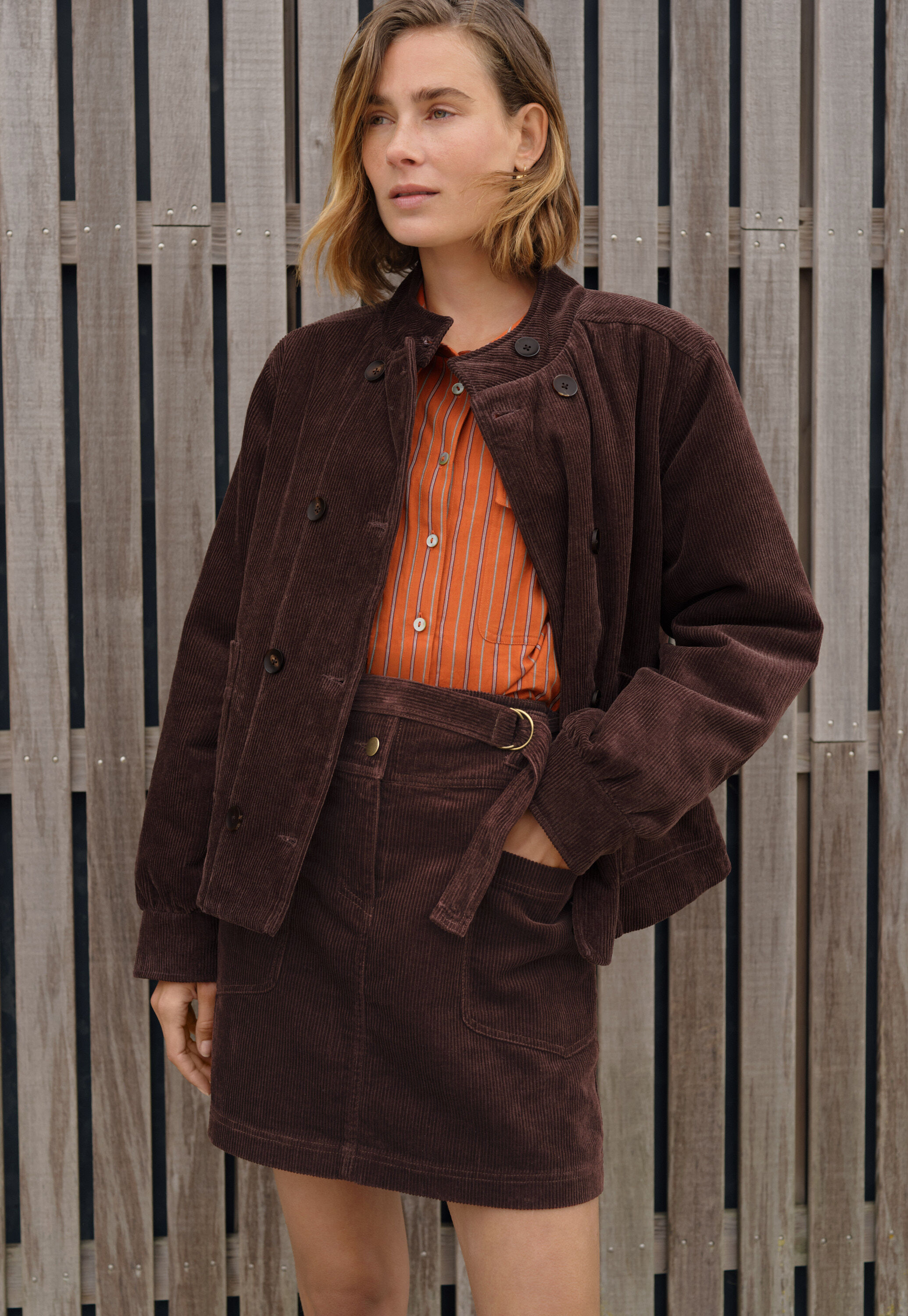 Zweireihige Jacke, Dunkle Schokolade, large