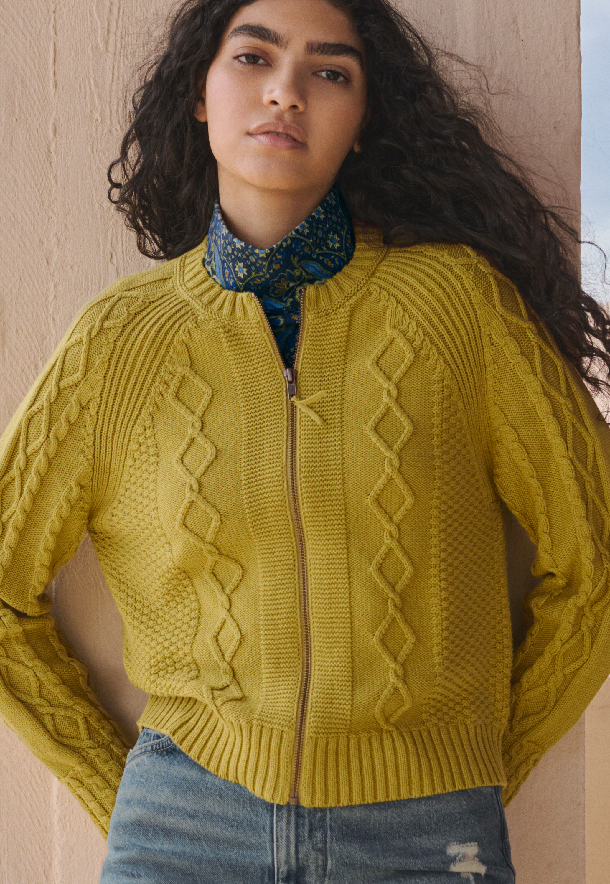 Cardigan mit Zopfmuster