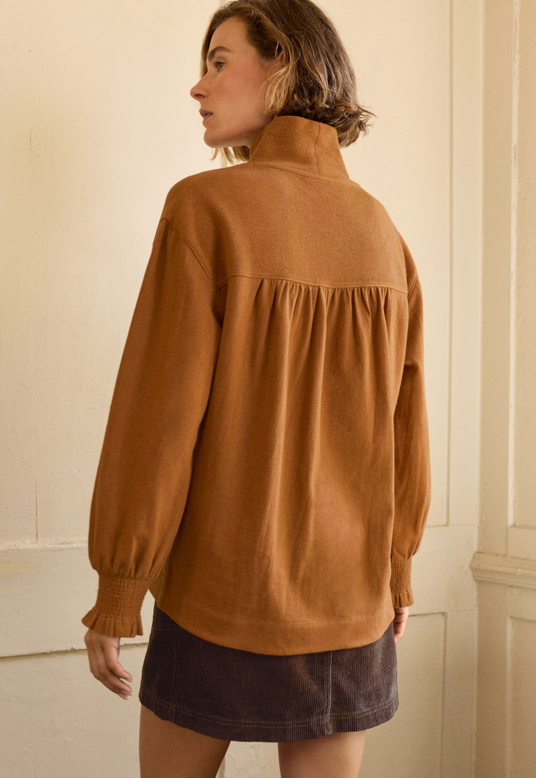 Sweatshirt mit hohem Kragen, Kupfer, large