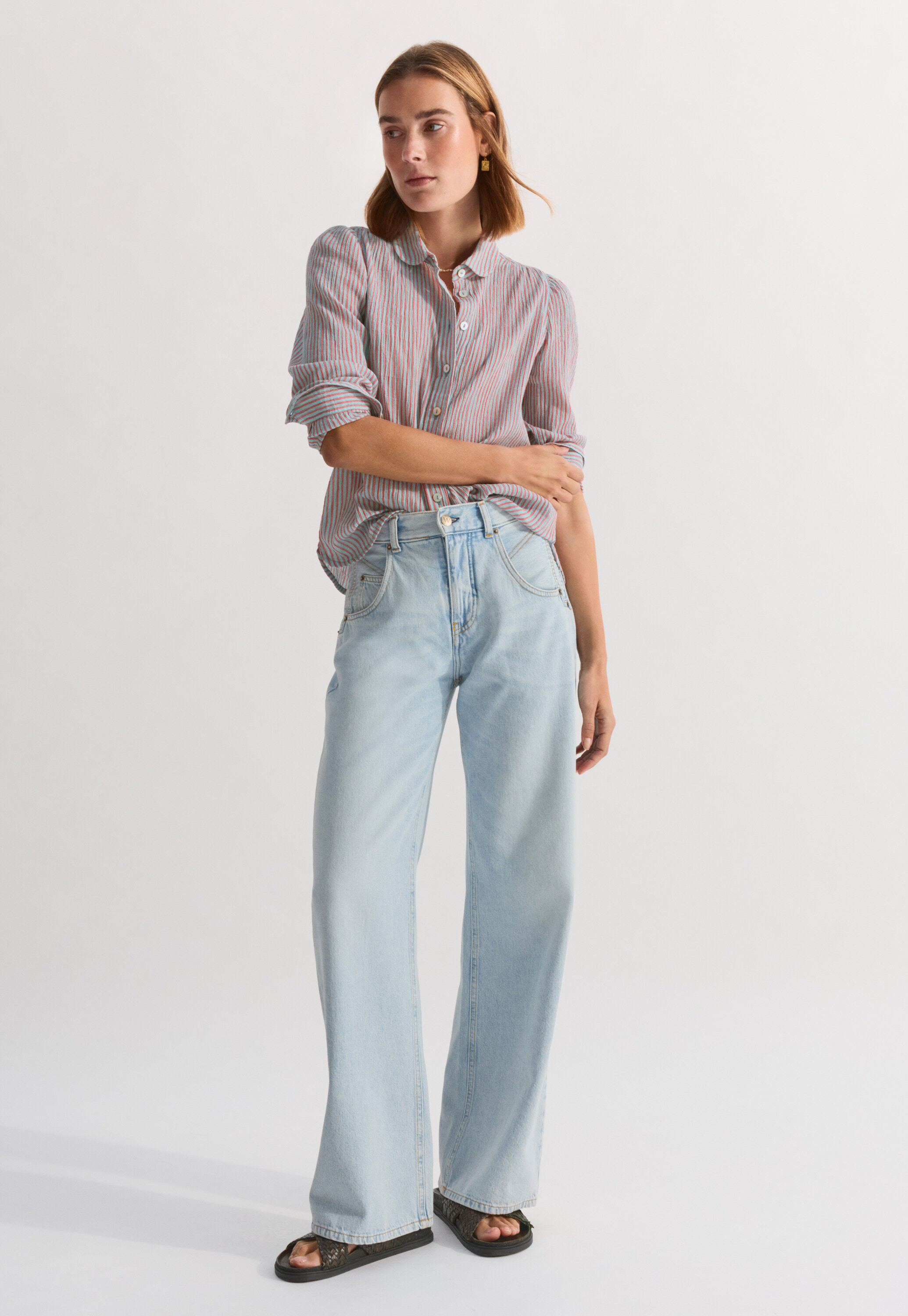 Gestreifte Crinkle-Bluse
