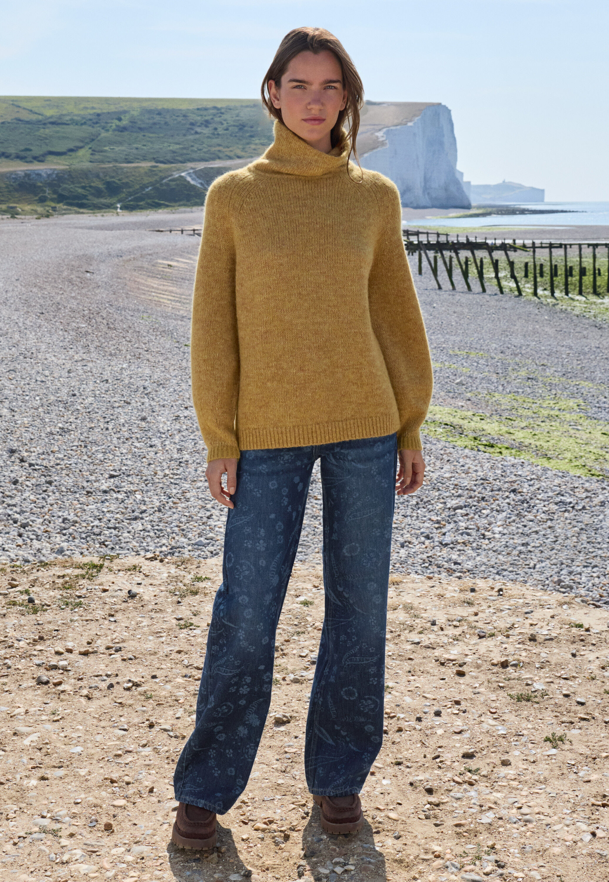 Raglanpullover mit hohem Kragen, Toskanische Sonne, large