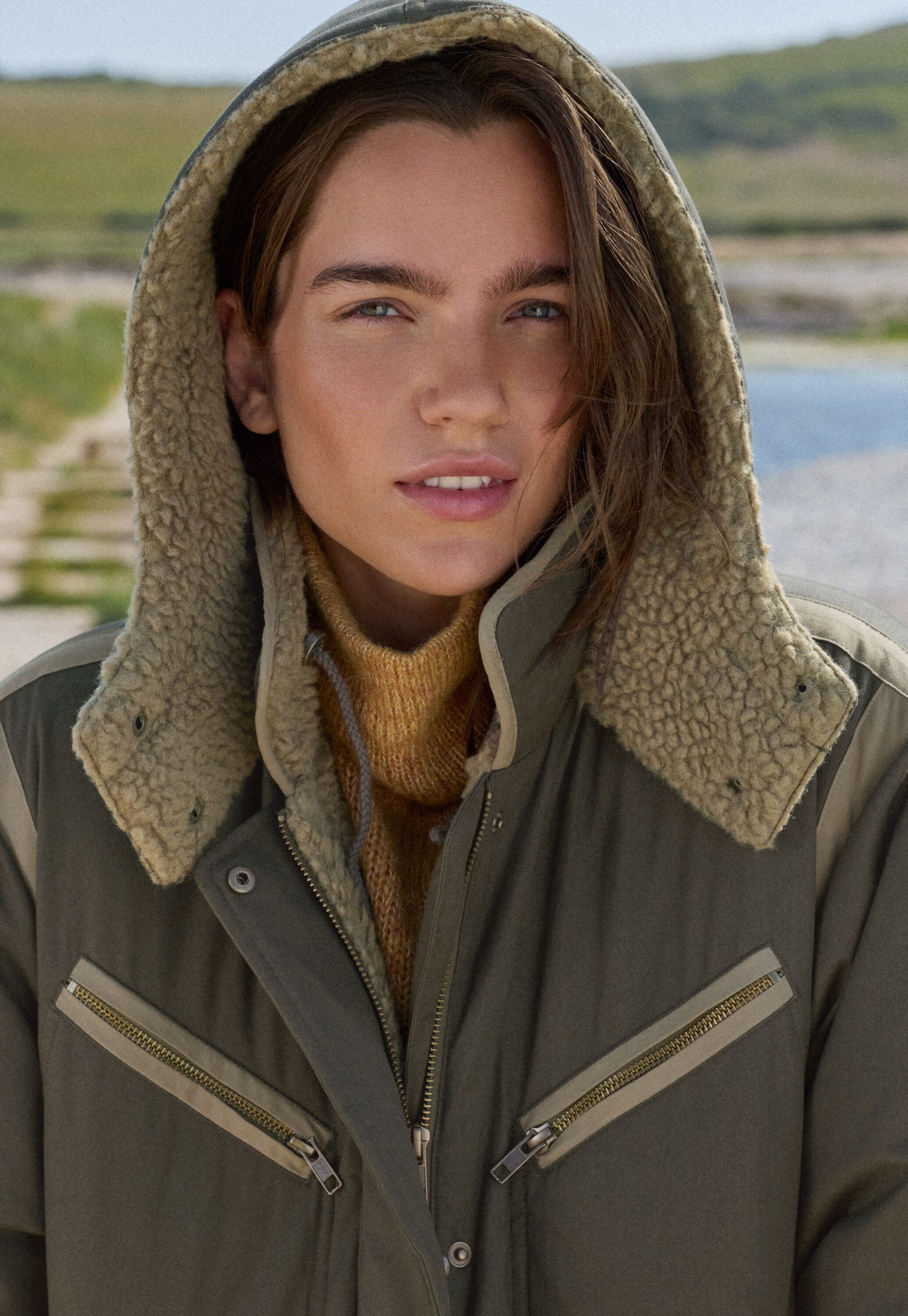 Borg-Parka, Dunkles Khaki, large