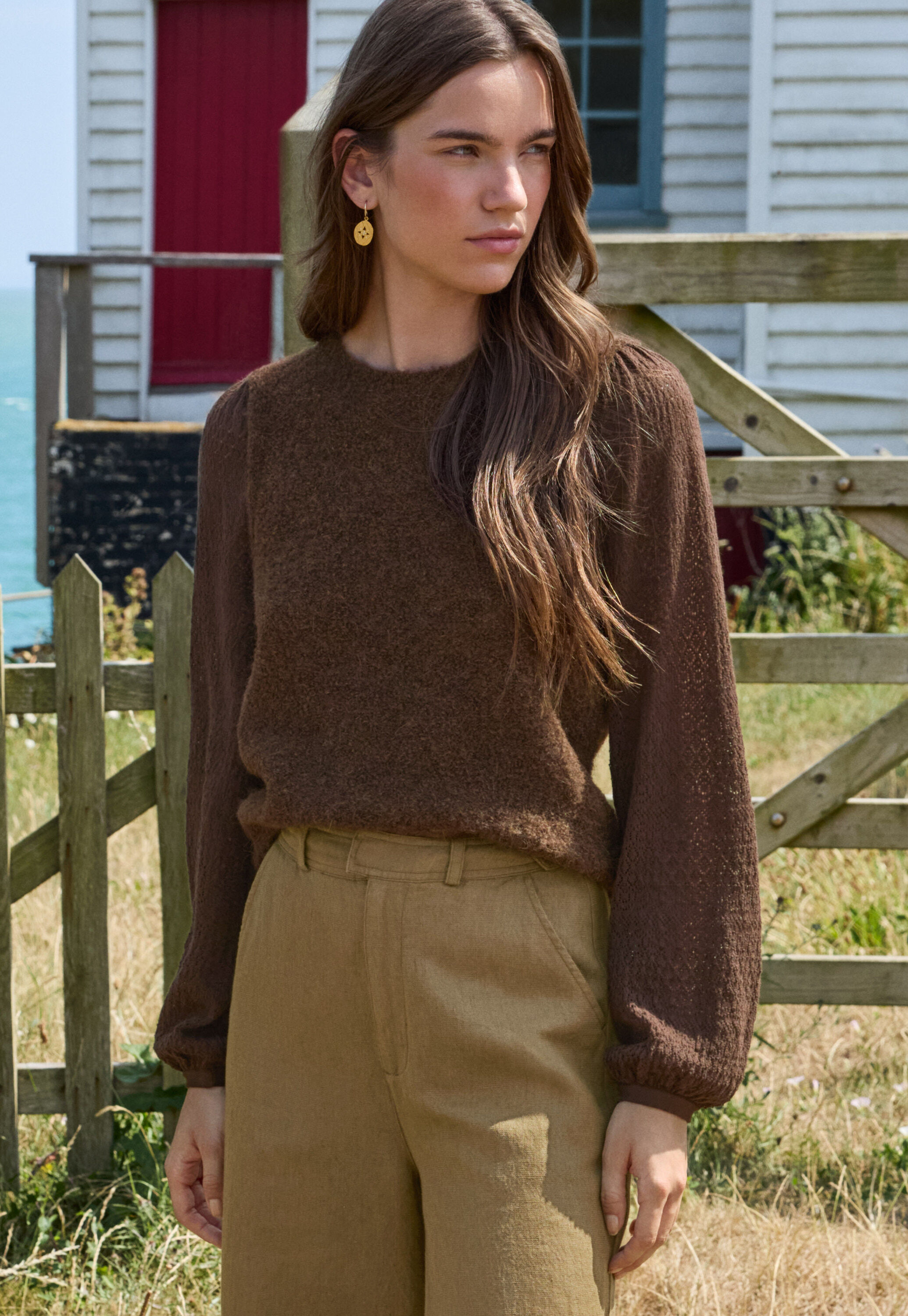 Pullover mit Pointelle-&Auml;rmeln