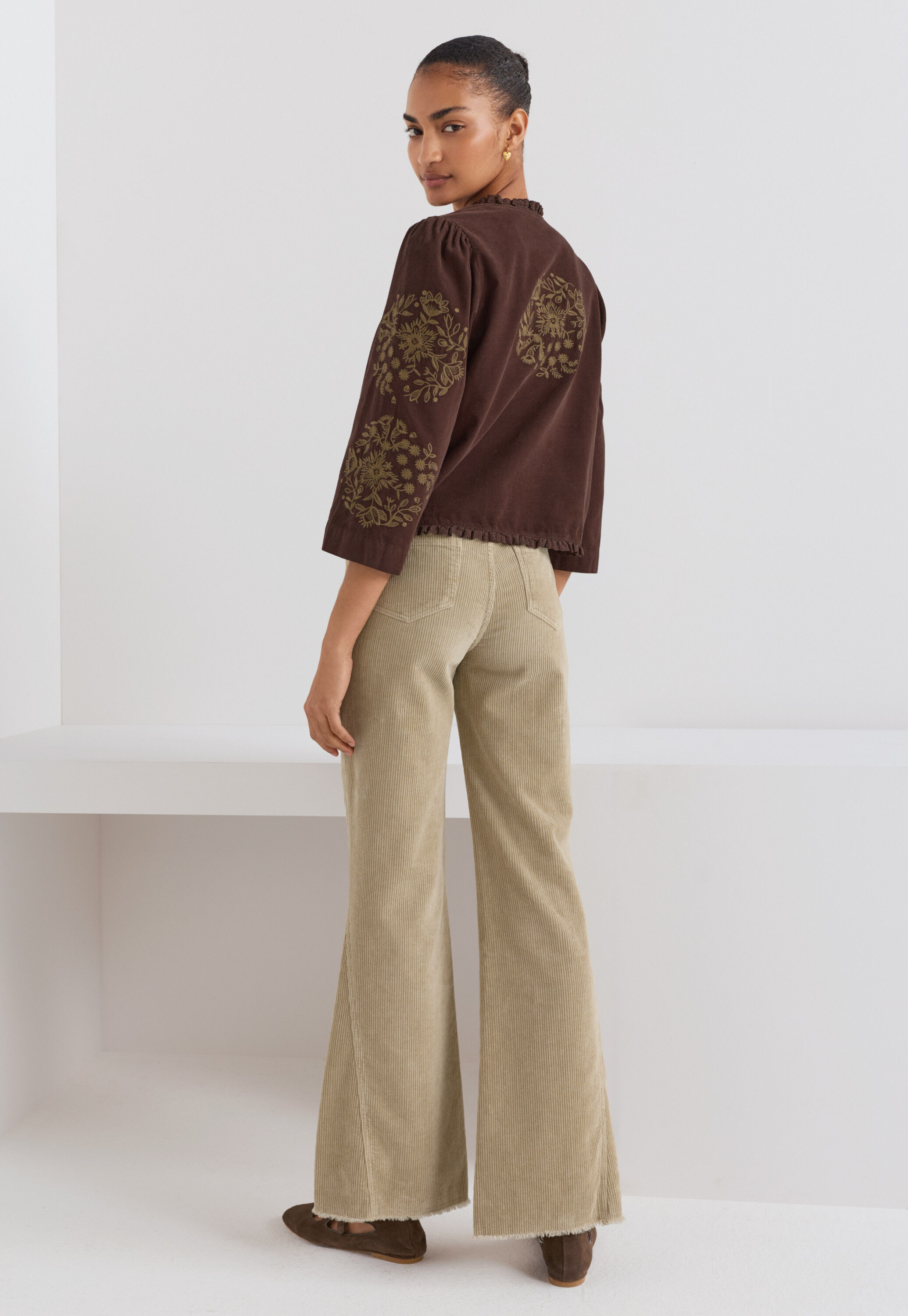 Cordhose mit geflochtenem Detail, Rehbraun, large