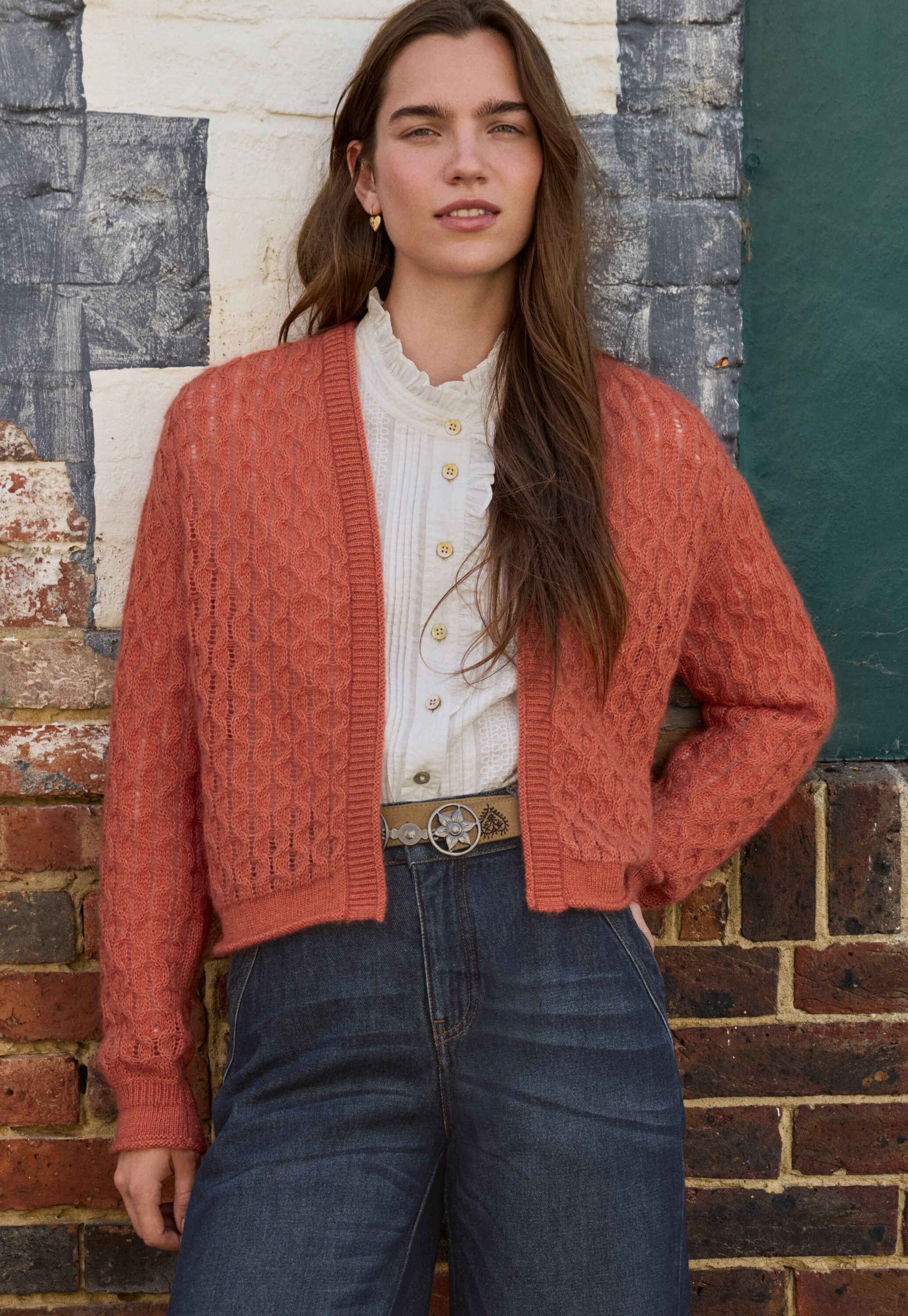 Cardigan mit Zopfmuster