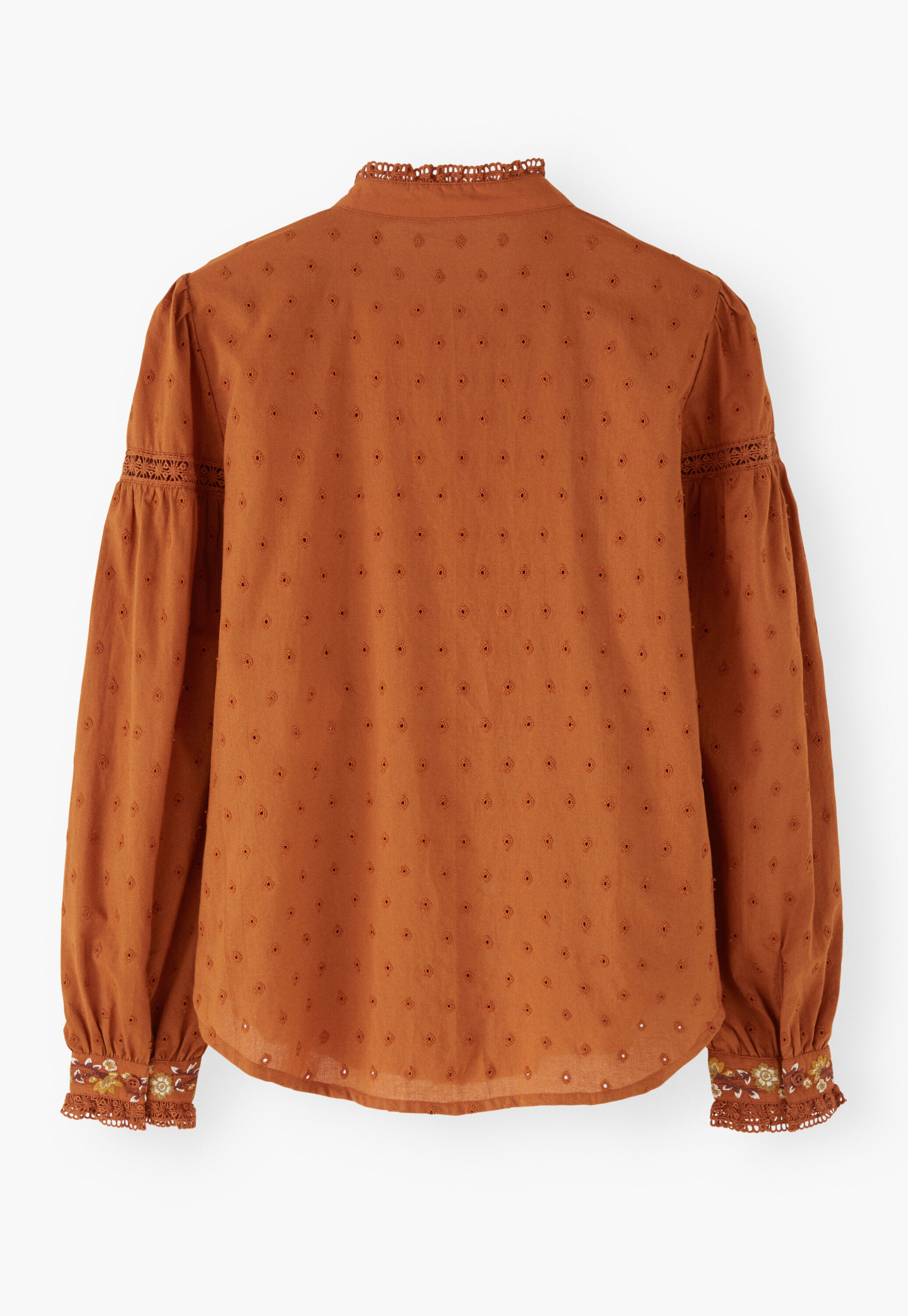 Bestickte Broderie-Bluse, Terrakotta, large