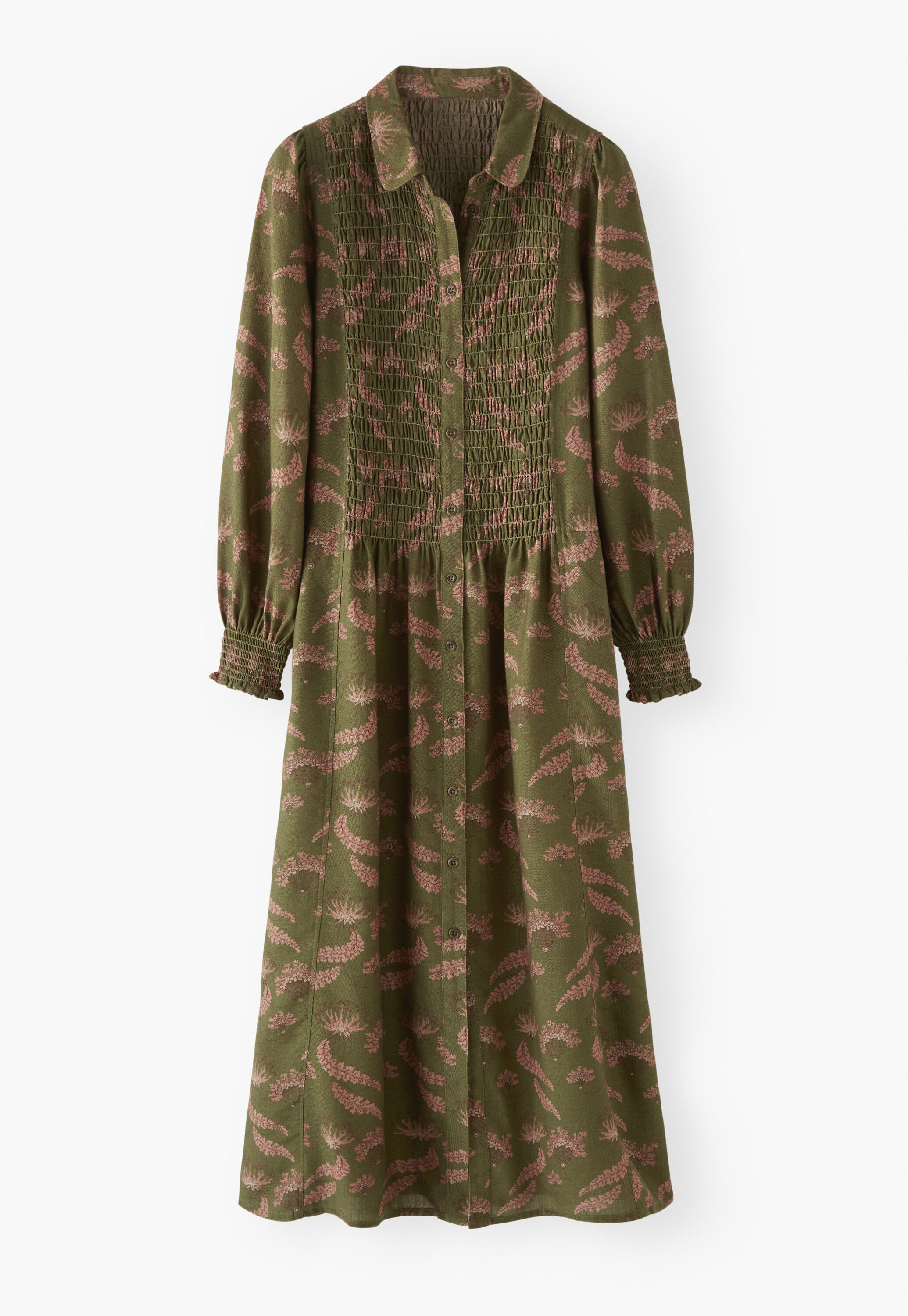 Print-Kleid, Warmes Oliv, large